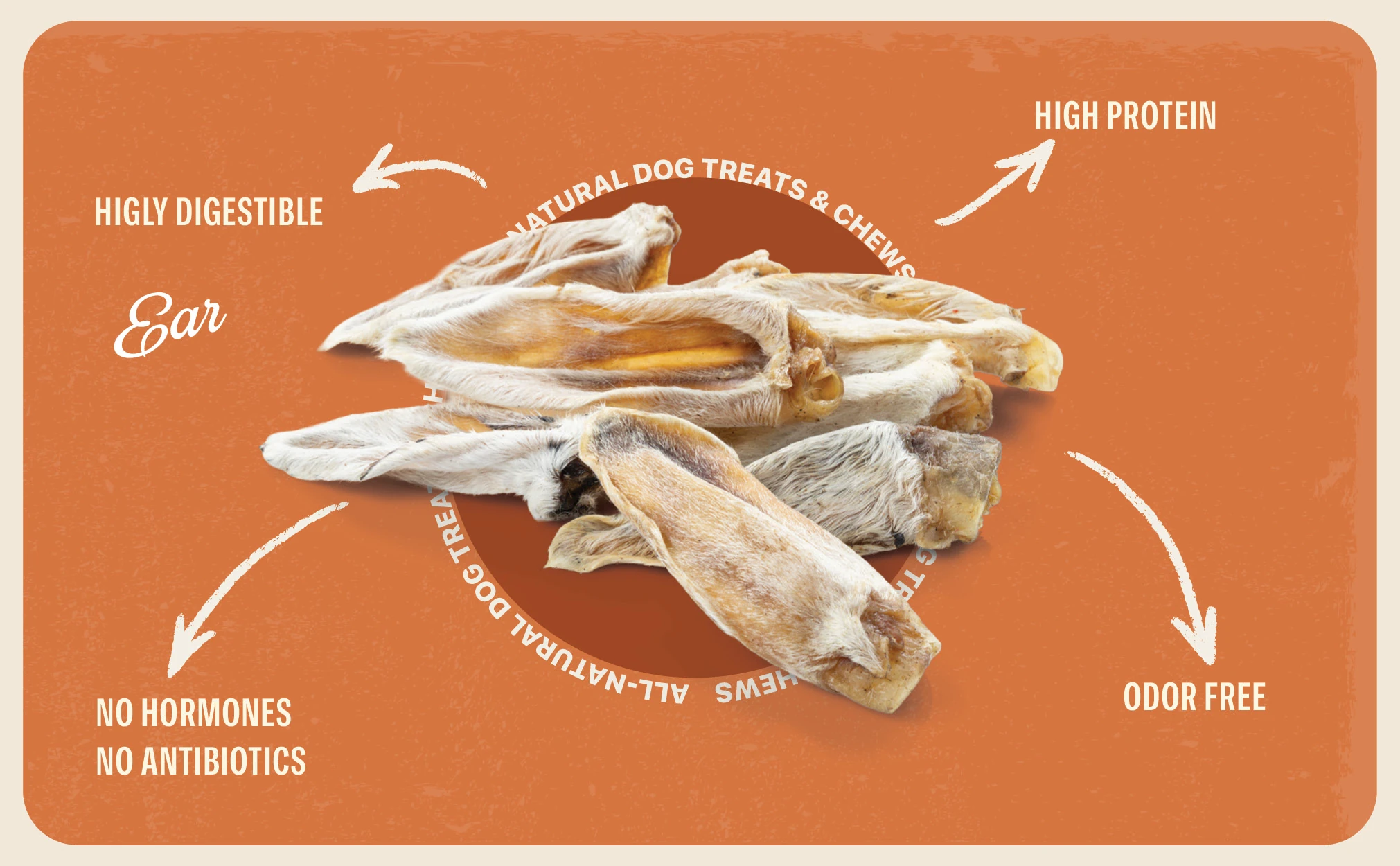 Lamb Ears for Dogs - 100% Natural High Protein, Low Fat Chew Dog Treats 3.5oz