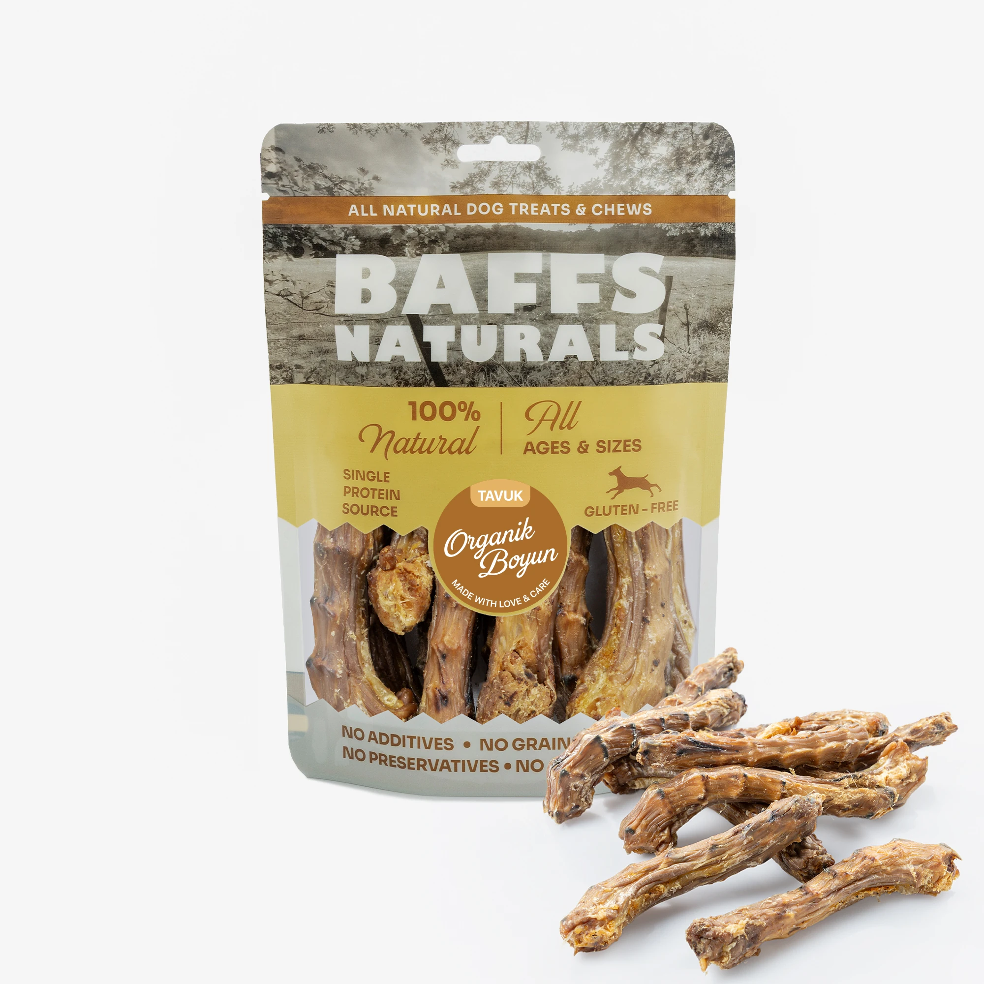 Organik Tavuk Boyun %100 Doğal Çiğnemelik Köpek Ödül Maması 100 gr