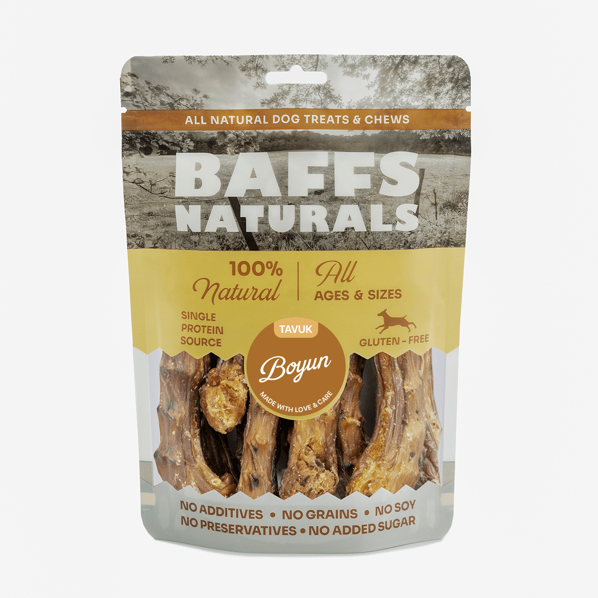 Organik Tavuk Boyun %100 Doğal Çiğnemelik Köpek Ödül Maması 100 gr