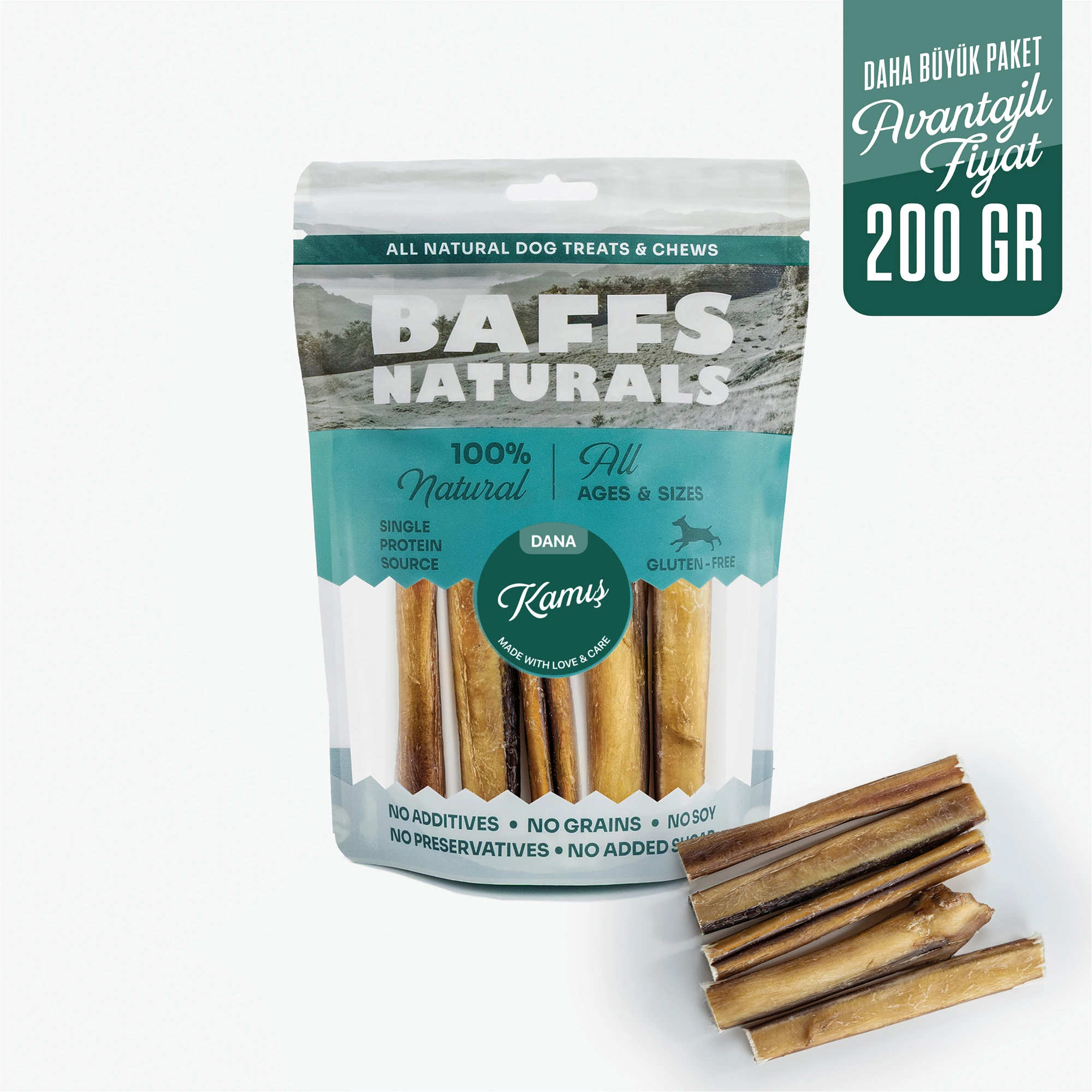 Dana Kamış Avantaj Paketi %100 Doğal Çiğnemelik Köpek Ödül Maması 200 gr