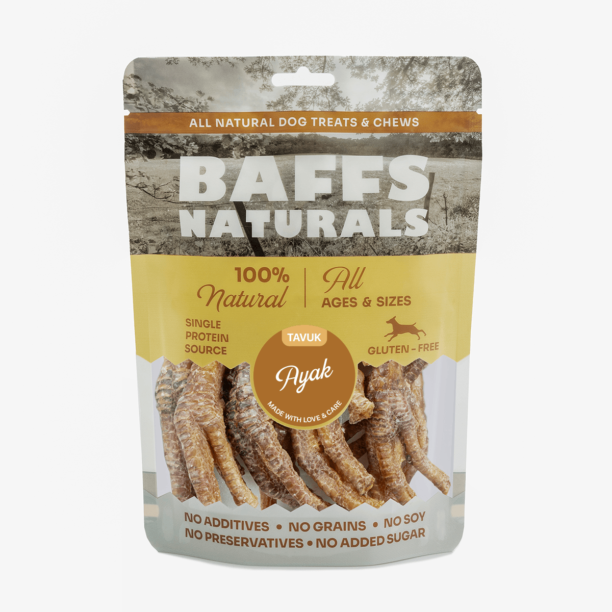 Organik Tavuk Ayak %100 Doğal Çiğnemelik Köpek Ödül Maması 100 gr