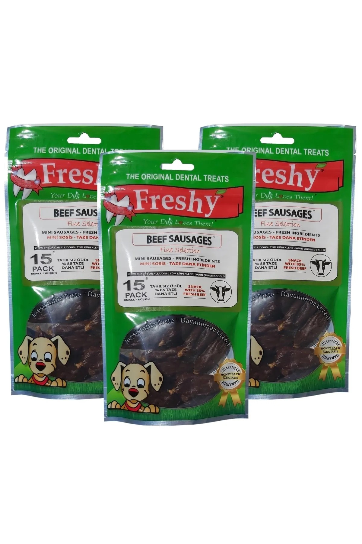 Freshy Beef Sausages - 3 Paket Dana Sosis - 100g - 45 Ila 50 Adet Yarı Sert Mini Sosis