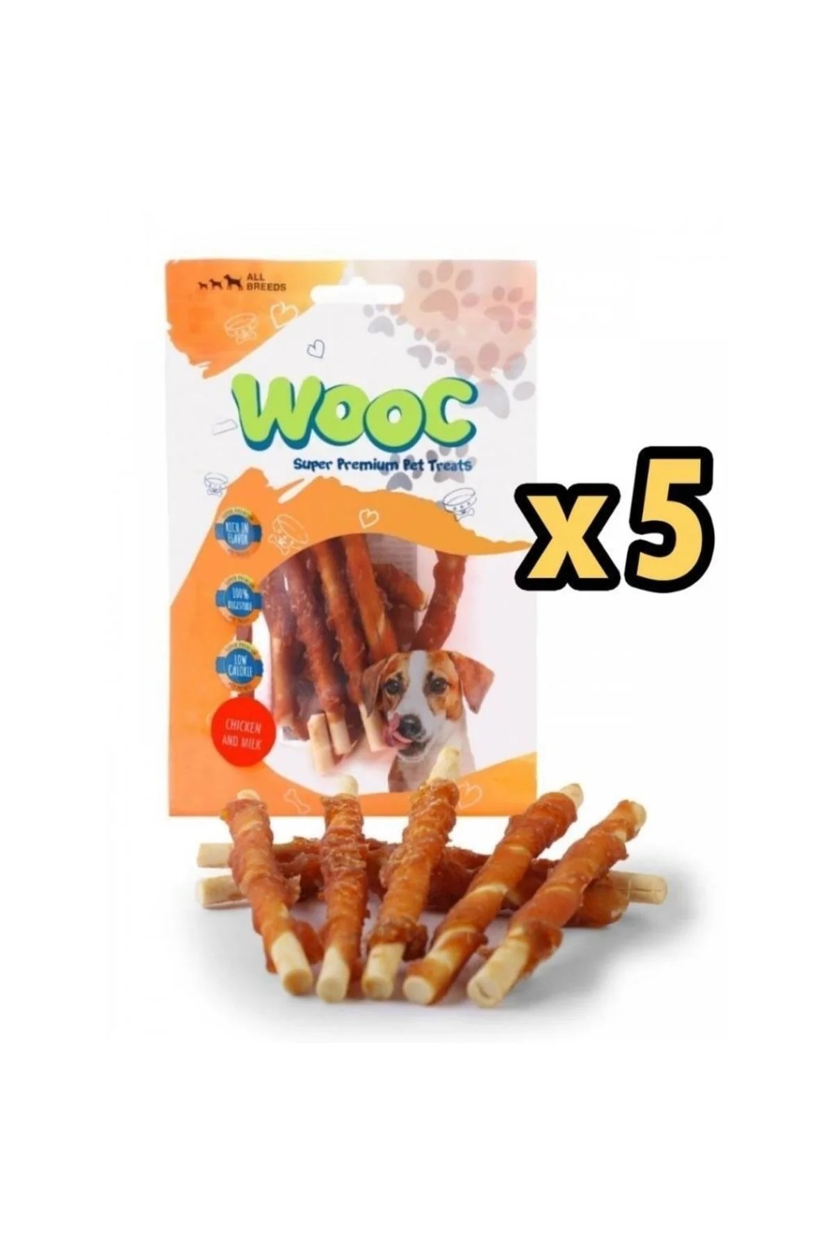 wooc Tavuk Sargılı Sütlü Stick Köpek Ödülü 80 Gr X 5 Adet