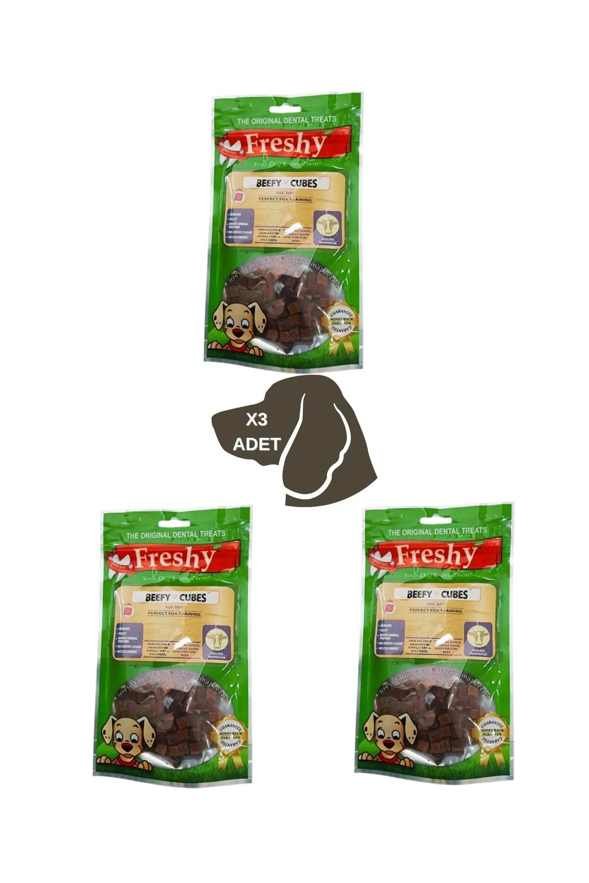 Freshy Beefy Cubes Biftekli Küpler Köpek Ödülü 3 Paket