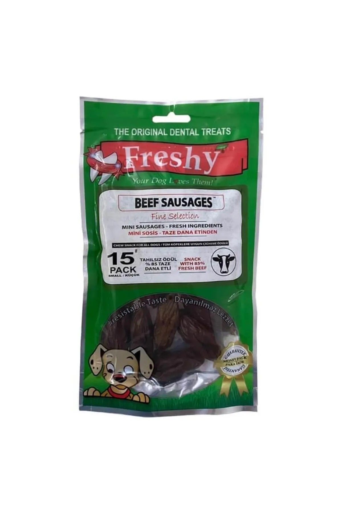 Freshy Beef Sausages Tahılsız Sosis Köpek Ödülü 15'li