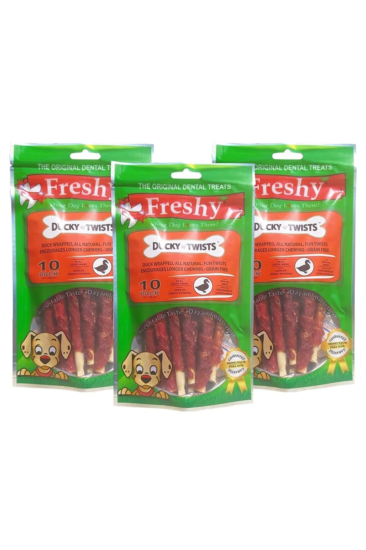 Freshy Ducky Twists - Aylık Set - Üçlü Paket - Ördek Eti Kaplı Burgu Çubuklar - 270 Gram - 30 Adet