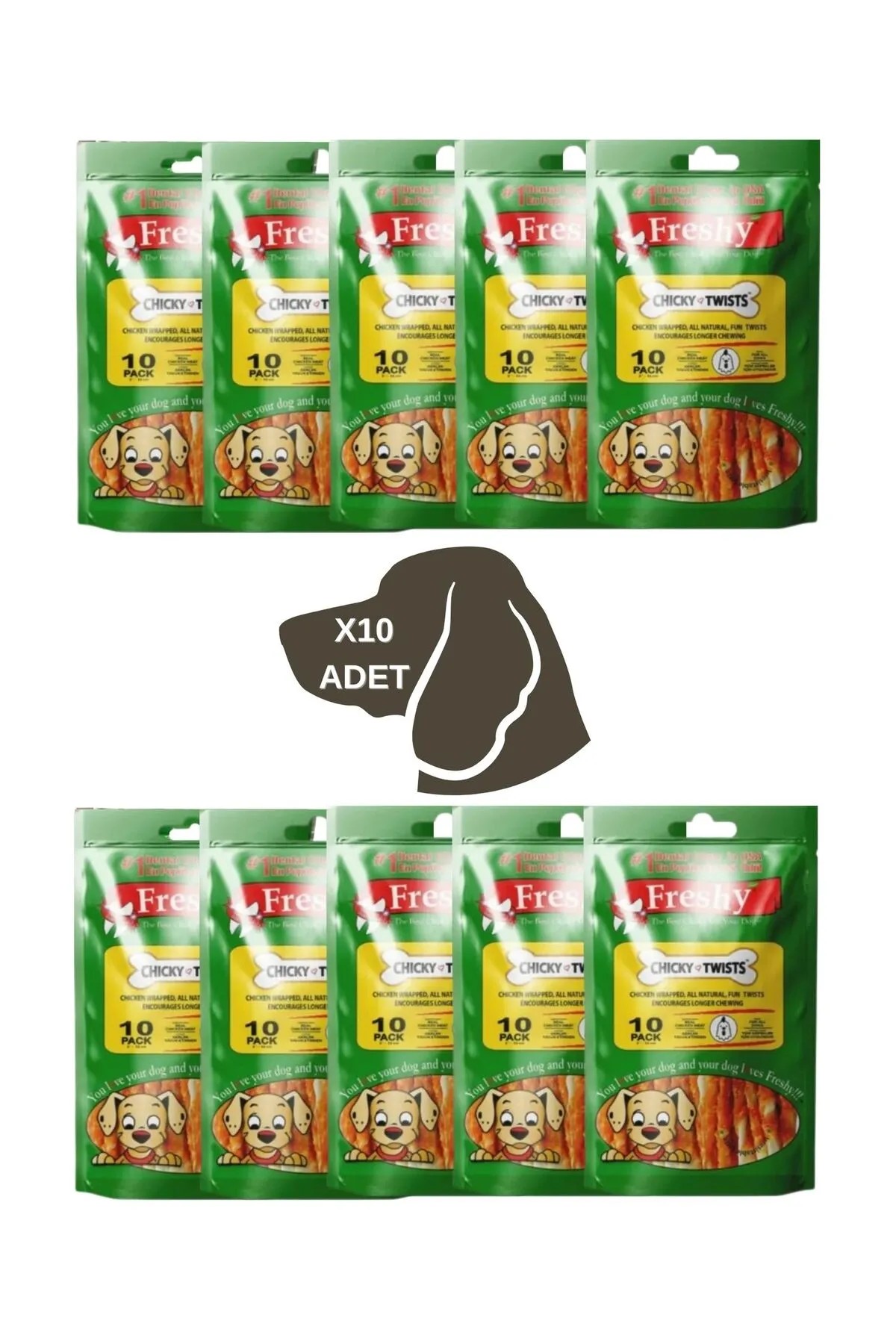 Freshy Chicky Twists - Tavuk Kaplı Sütlü Burgu Köpek Ödülü 90 Gr-10 Çubuk 10li Paket