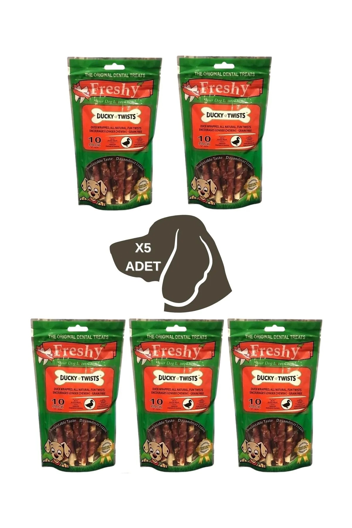 Freshy Ducky Twists - Ördek Kaplı Sütlü Burgu Köpek Ödülü 90 Gr-10 Çubuk 5li Paket