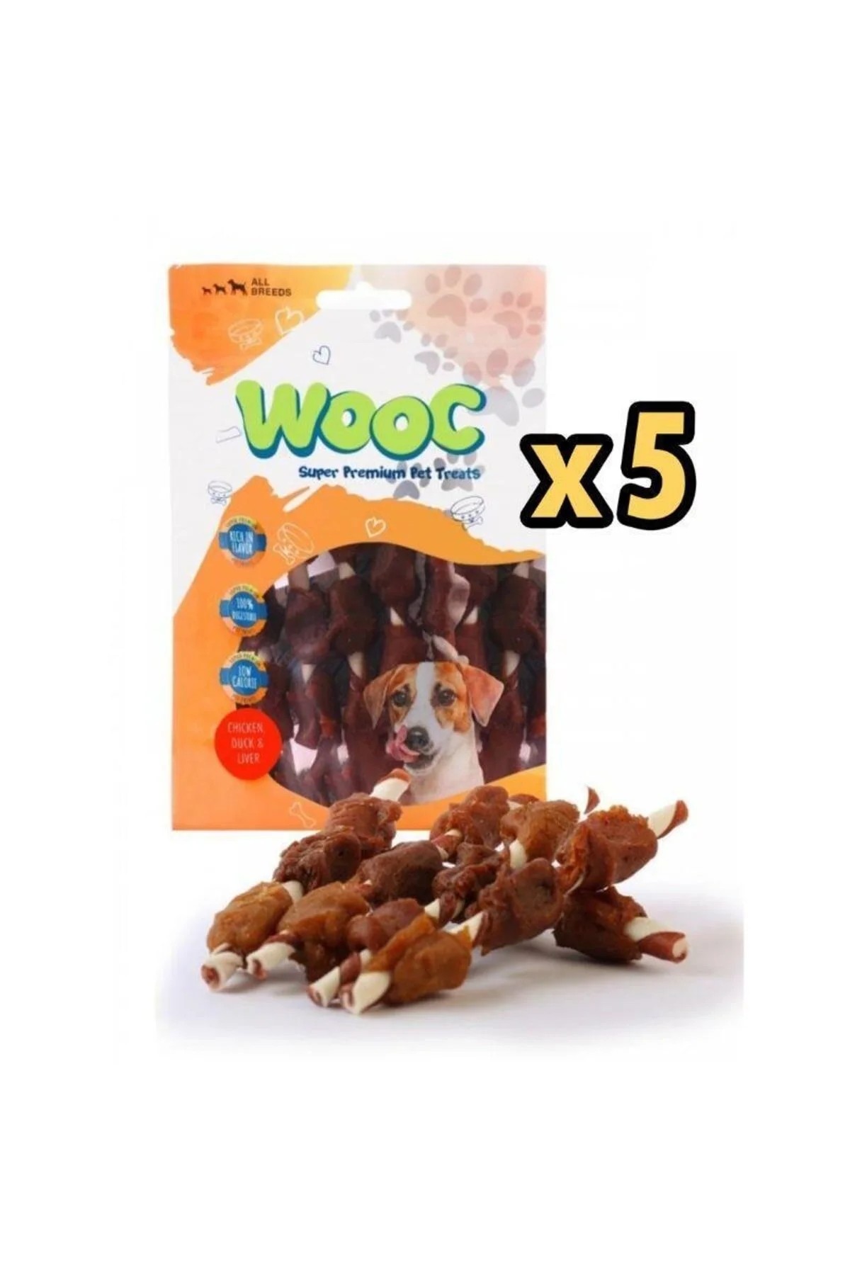 wooc Tavuk Ördek Ve Ciğer Sargılı Stick Köpek Ödülü 80 Gr X 5 Adet