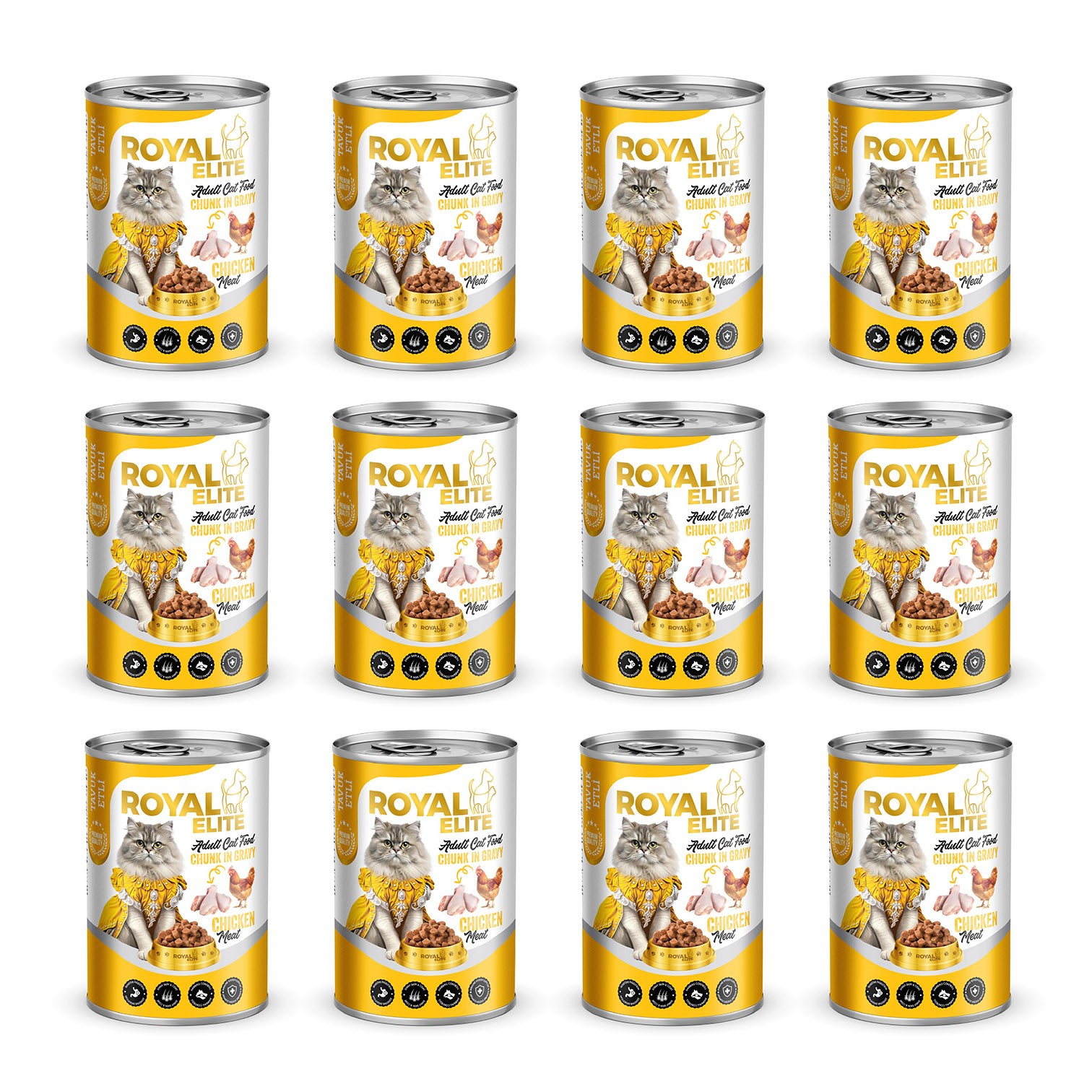 12' Li Royal Elite Tavuk Parça Etli Yetişkin Kedi Konservesi 400 Gr