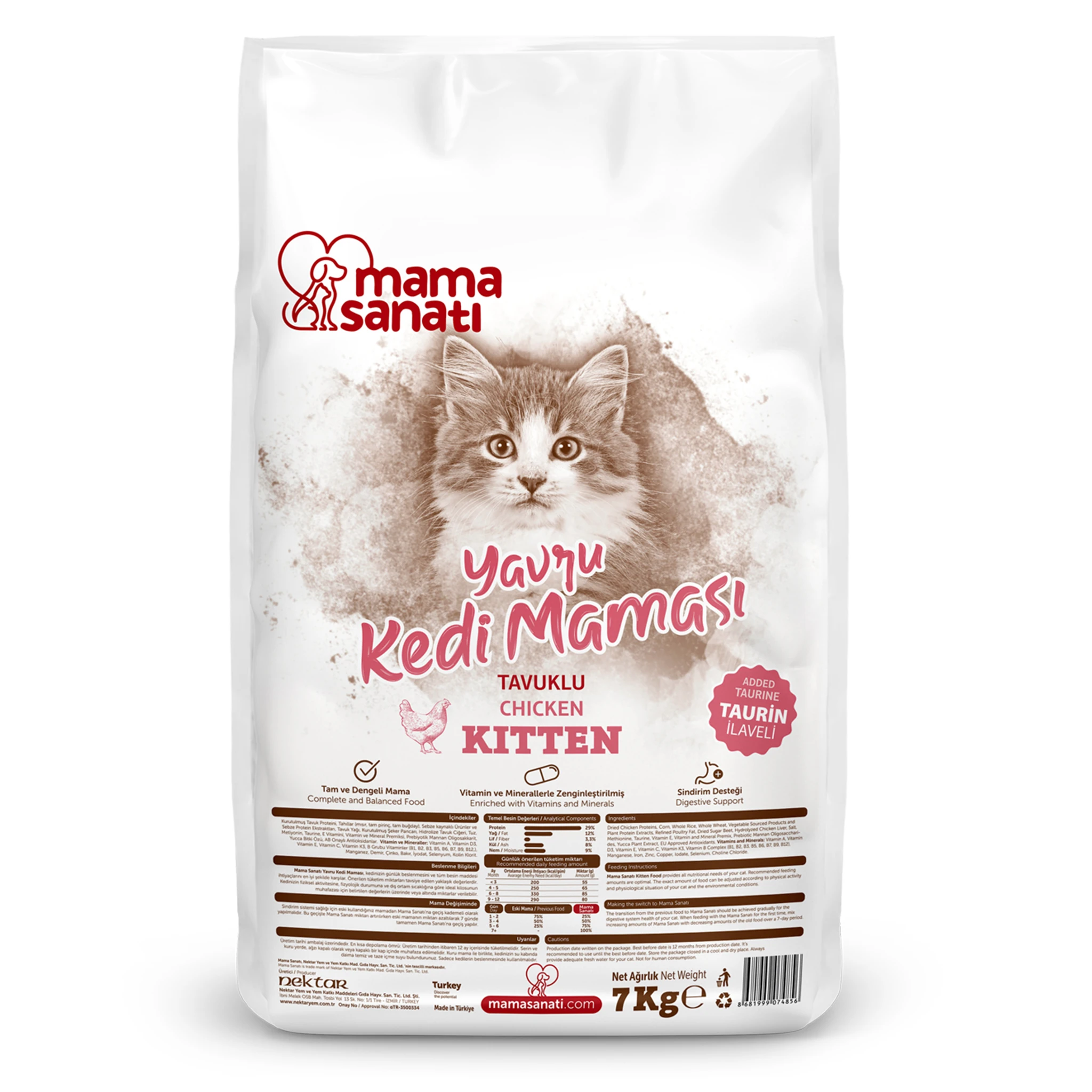 Mama Sanatı Tavuklu Yavru Kedi Maması 7 Kg₺ 810.20