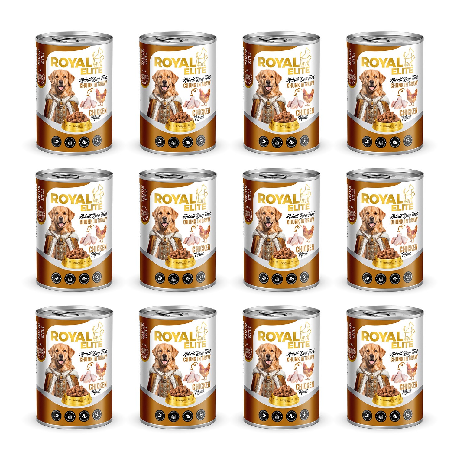12' Li Royal Elite Tavuk Parça Etli Yetişkin Köpek Konservesi 400 Gr