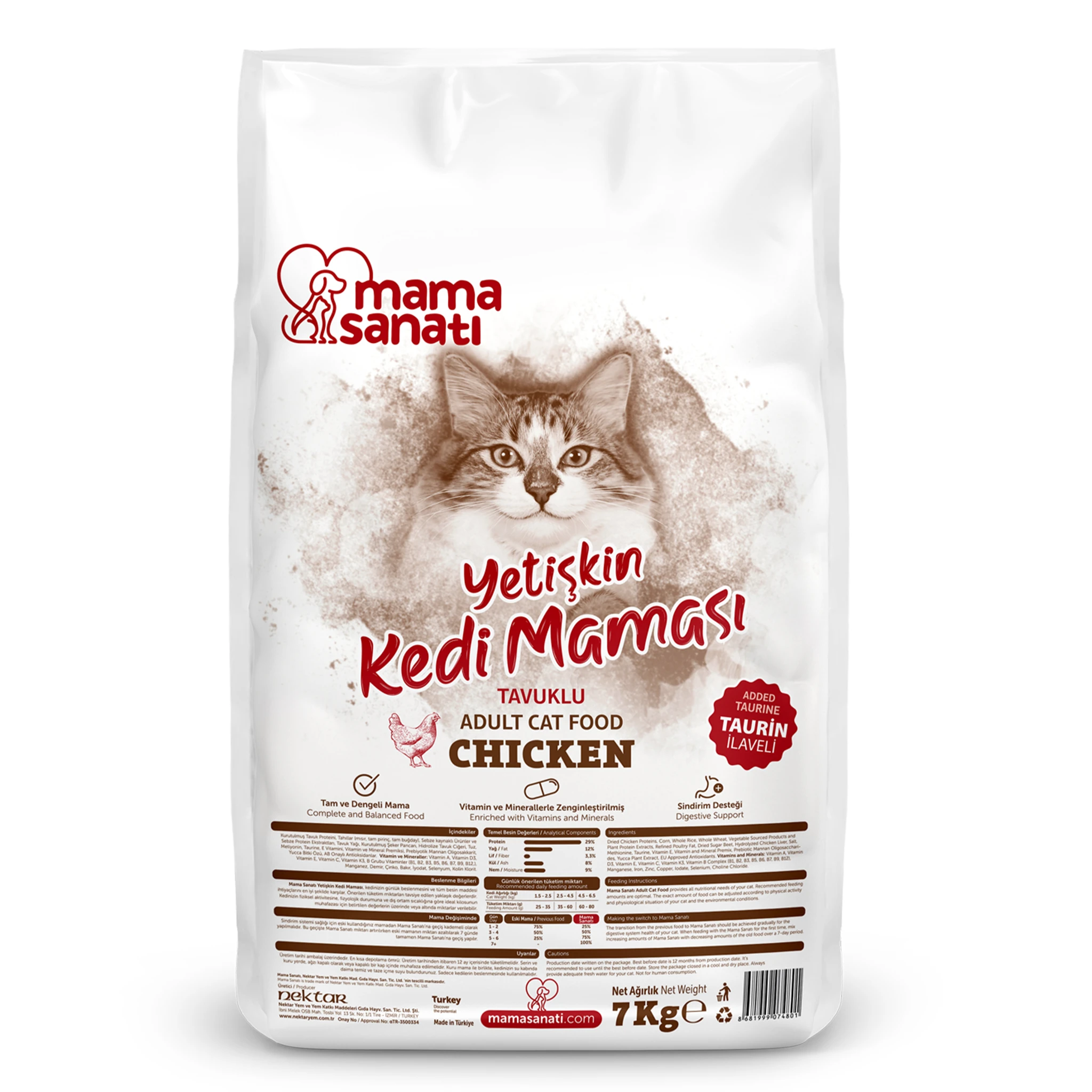 Mama Sanatı Tavuklu Yetişkin Kedi Maması 7 Kg