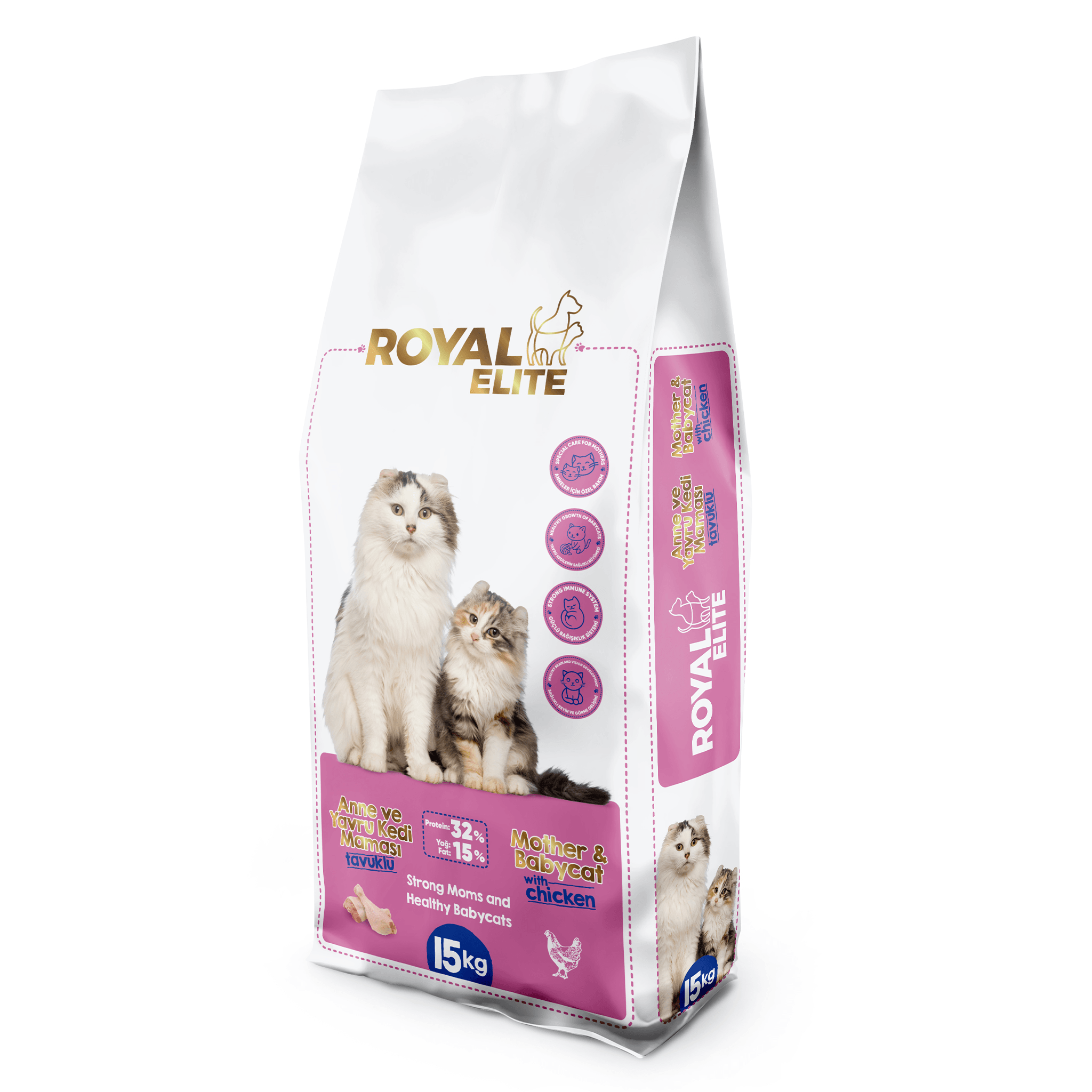 ROYAL ELİTE TAVUKLU ANNE VE YAVRU KEDİ MAMASI 15 KG