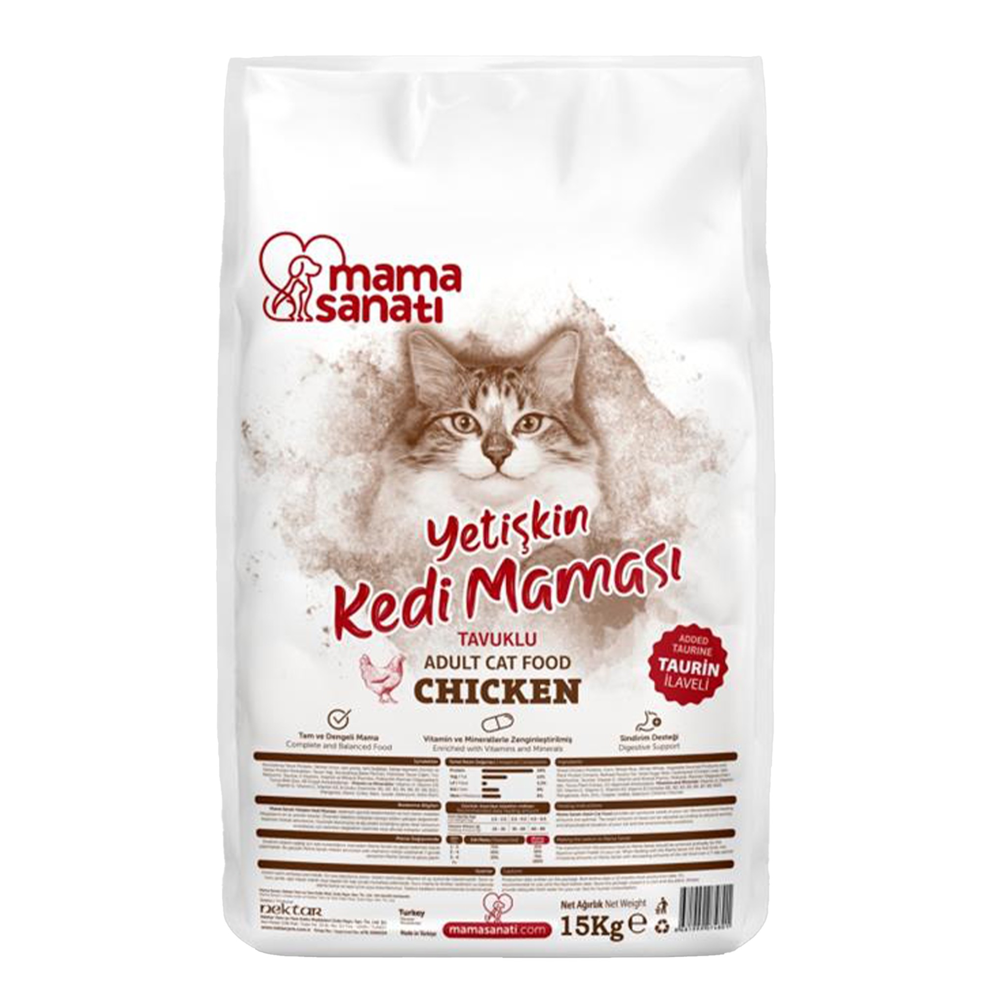 MAMA SANATI TAVUKLU YETİŞKİN KEDİ MAMASI 15 KG