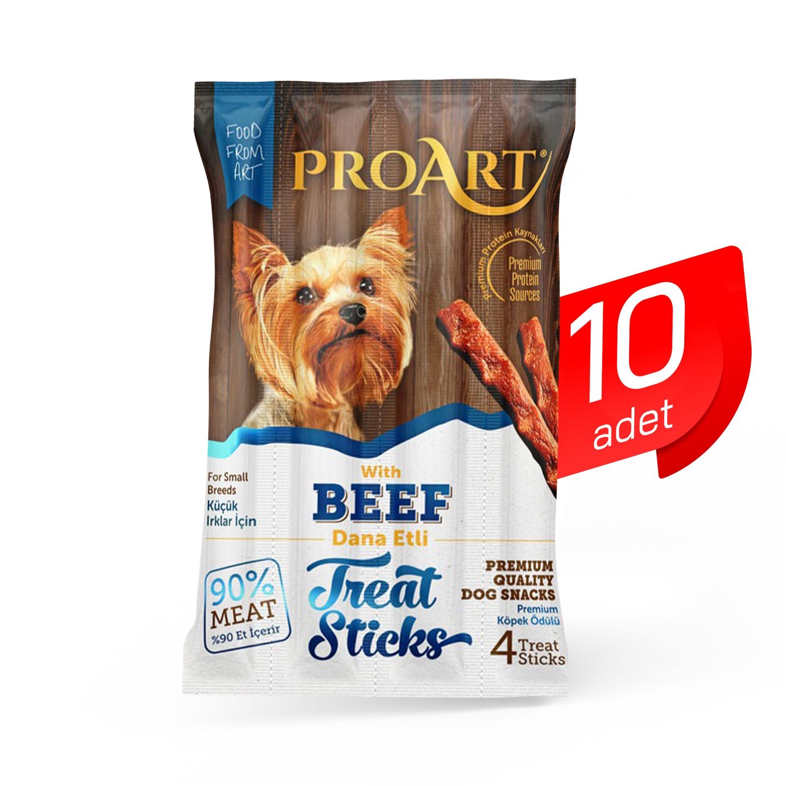10 Adet Proart Dana Etli Küçük Irk Köpek Ödül Çubuğu