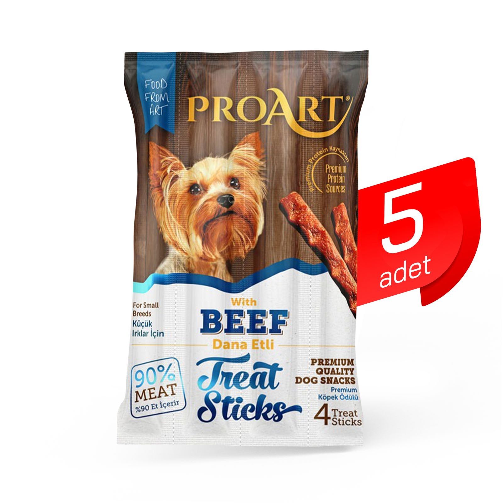 5 Adet Proart Dana Etli Küçük Irk Köpek Ödül Çubuğu