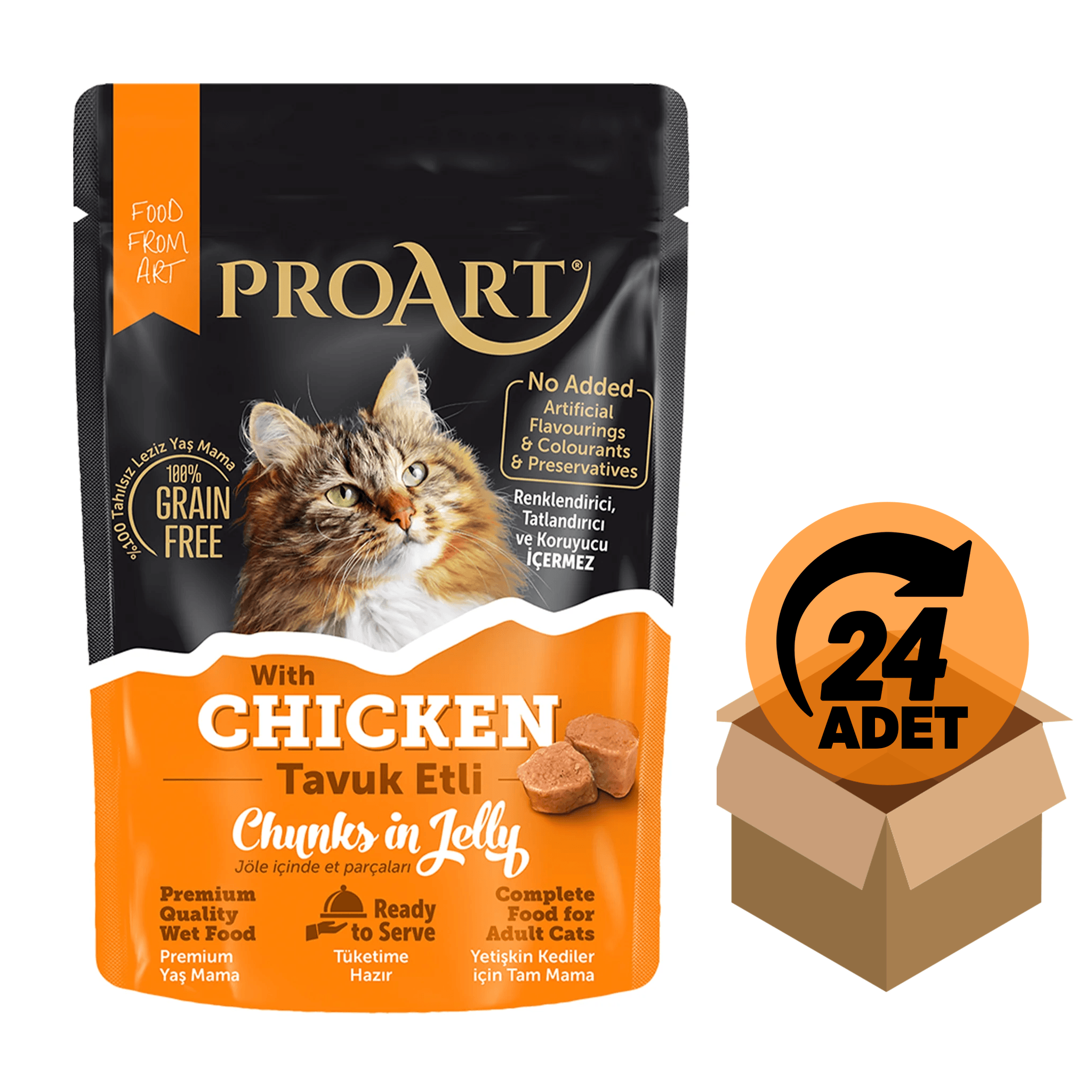 24' Lü Proart Jöleli Tavuk Etli Yetişkin Kedi Poşet Maması 85 Gr