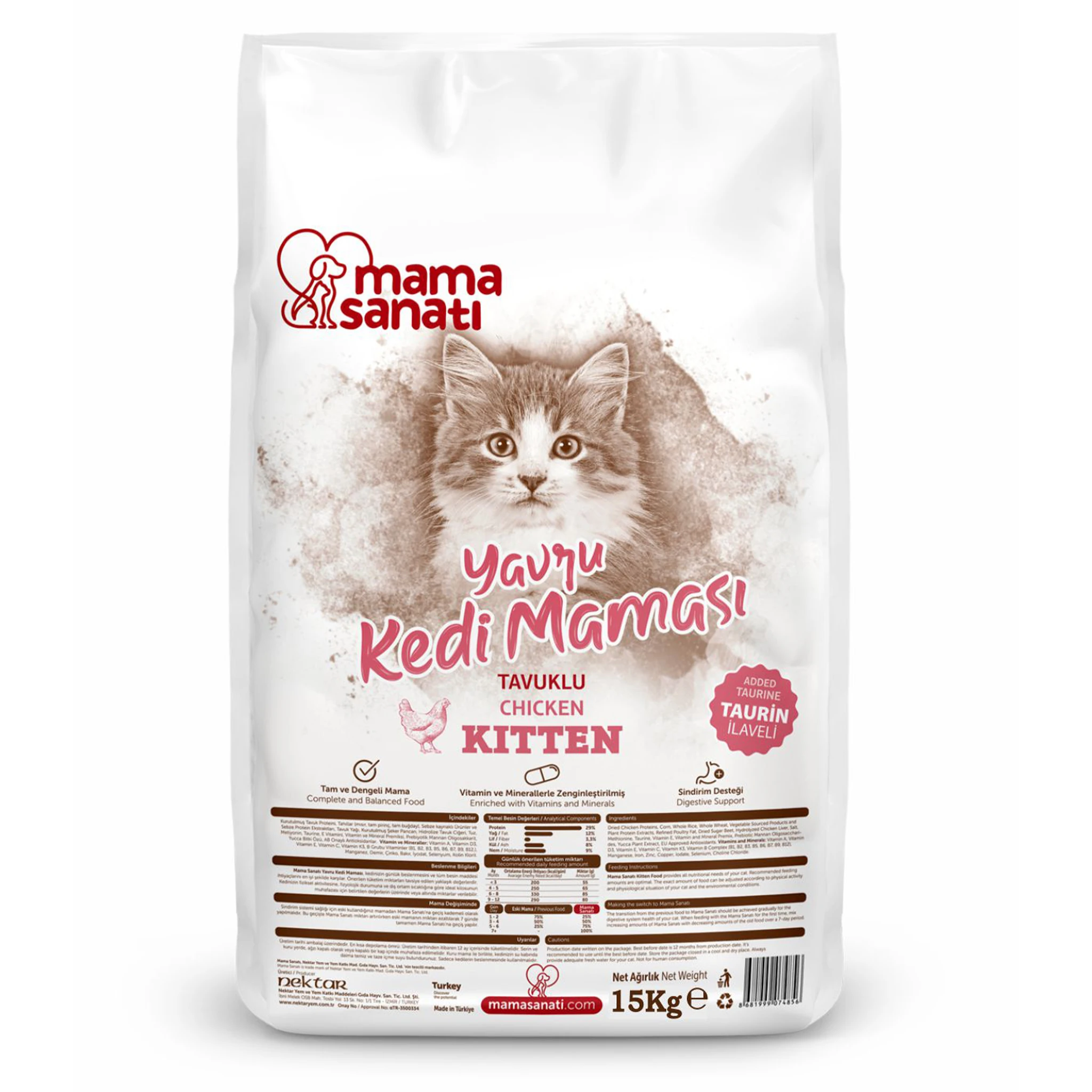 MAMA SANATI TAVUKLU YAVRU KEDİ MAMASI 15 KG