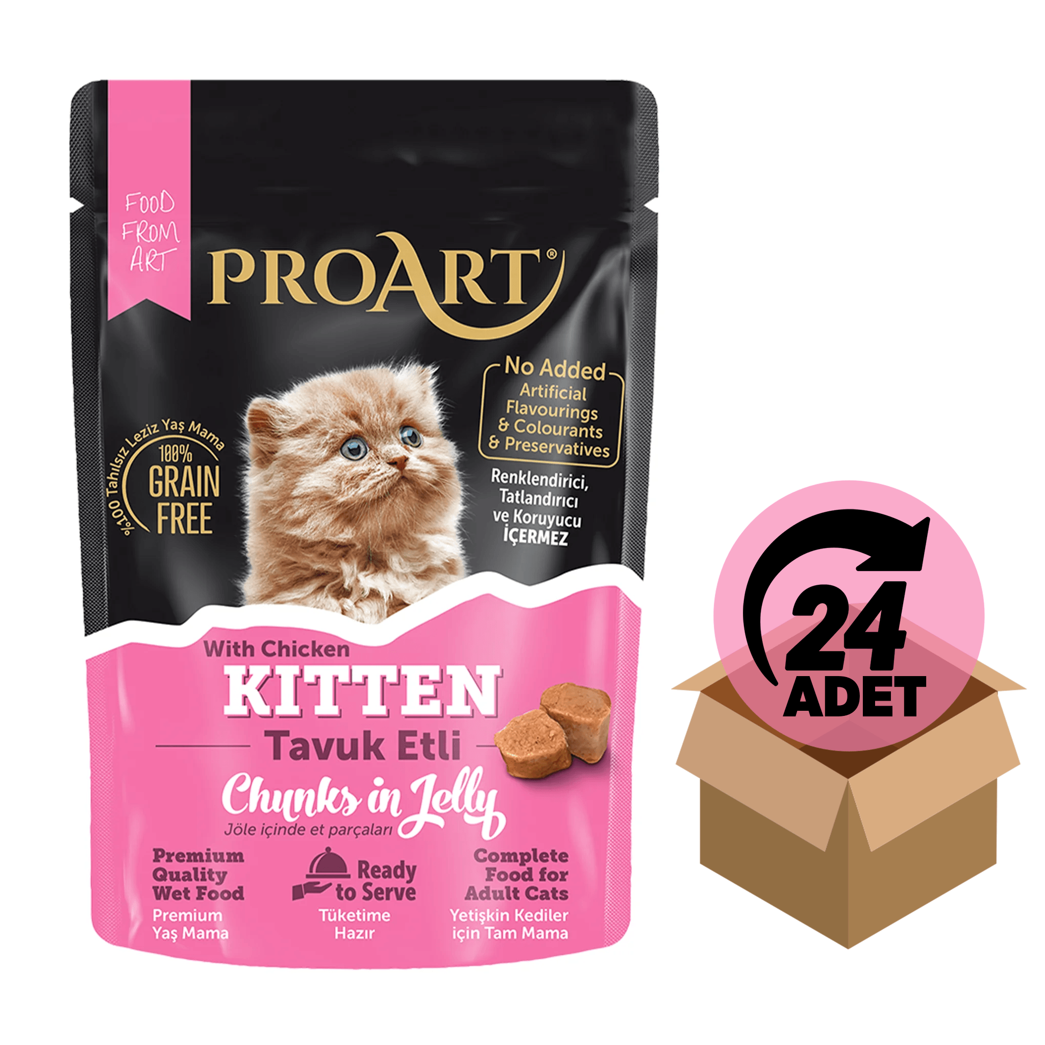 24' Lü Proart Jöleli Tavuk Etli Yavru Kedi Poşet Maması 85 Gr