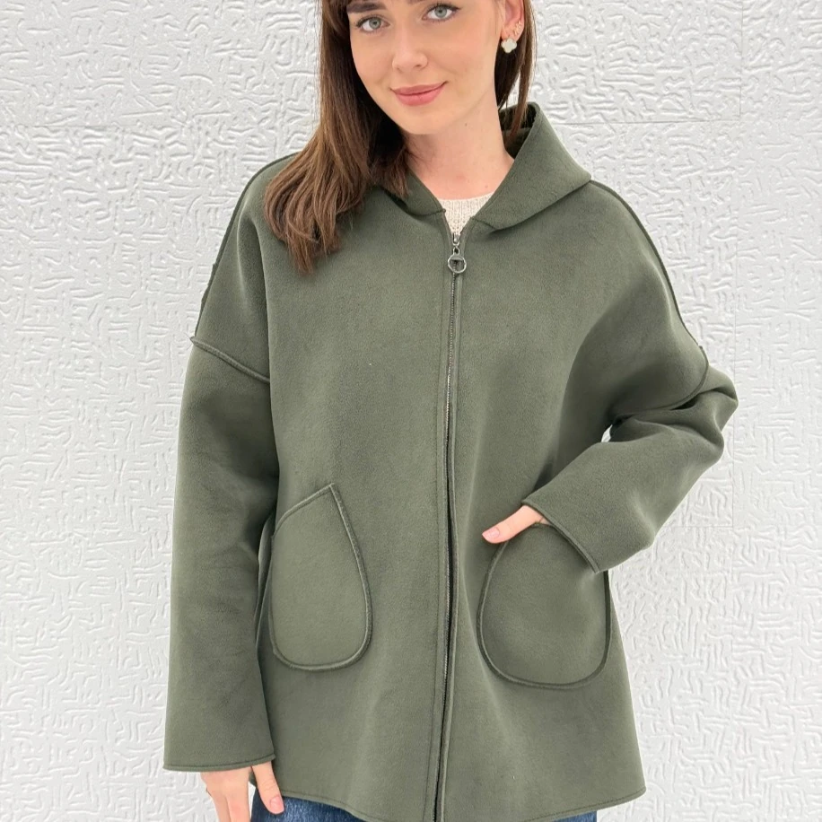 İTHAL SIKI DOKUMA KAPÜŞONLU POLAR CEKET