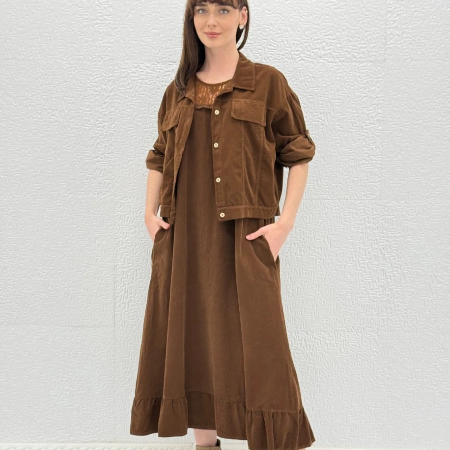 İTHAL KADİFE ELBİSE CEKET TAKIM