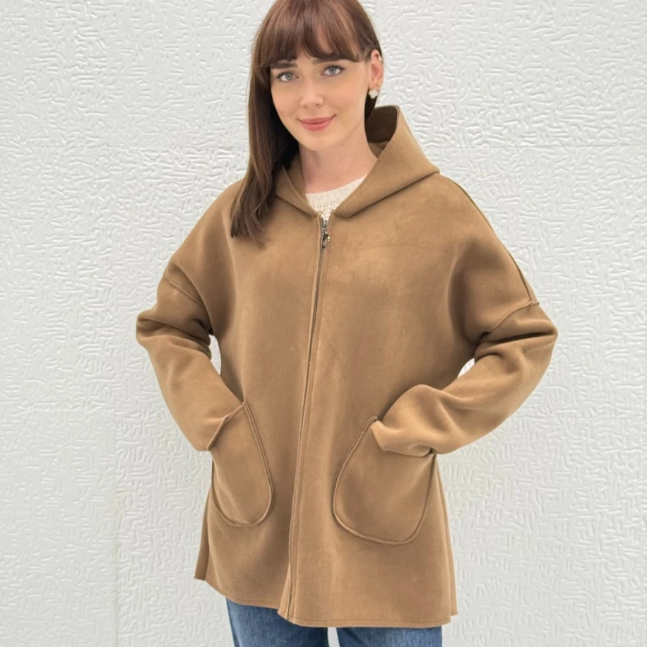 İTHAL SIKI DOKUMA KAPÜŞONLU POLAR CEKET