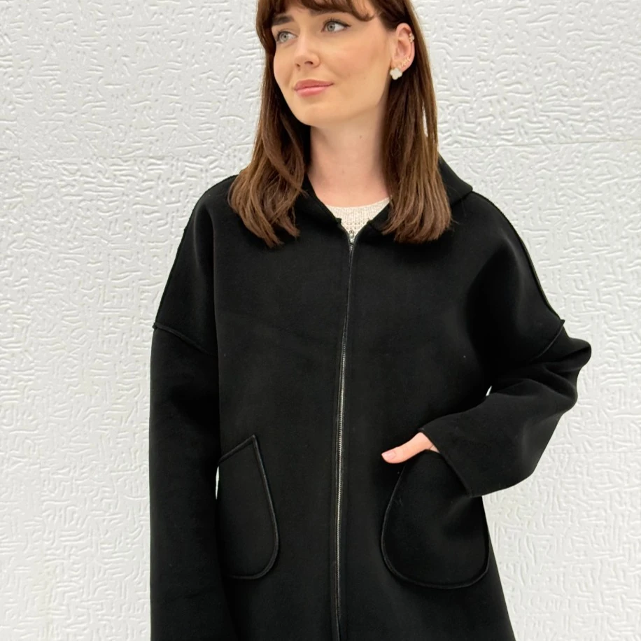 İTHAL SIKI DOKUMA KAPÜŞONLU POLAR CEKET