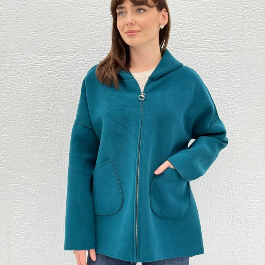 İTHAL SIKI DOKUMA KAPÜŞONLU POLAR CEKET