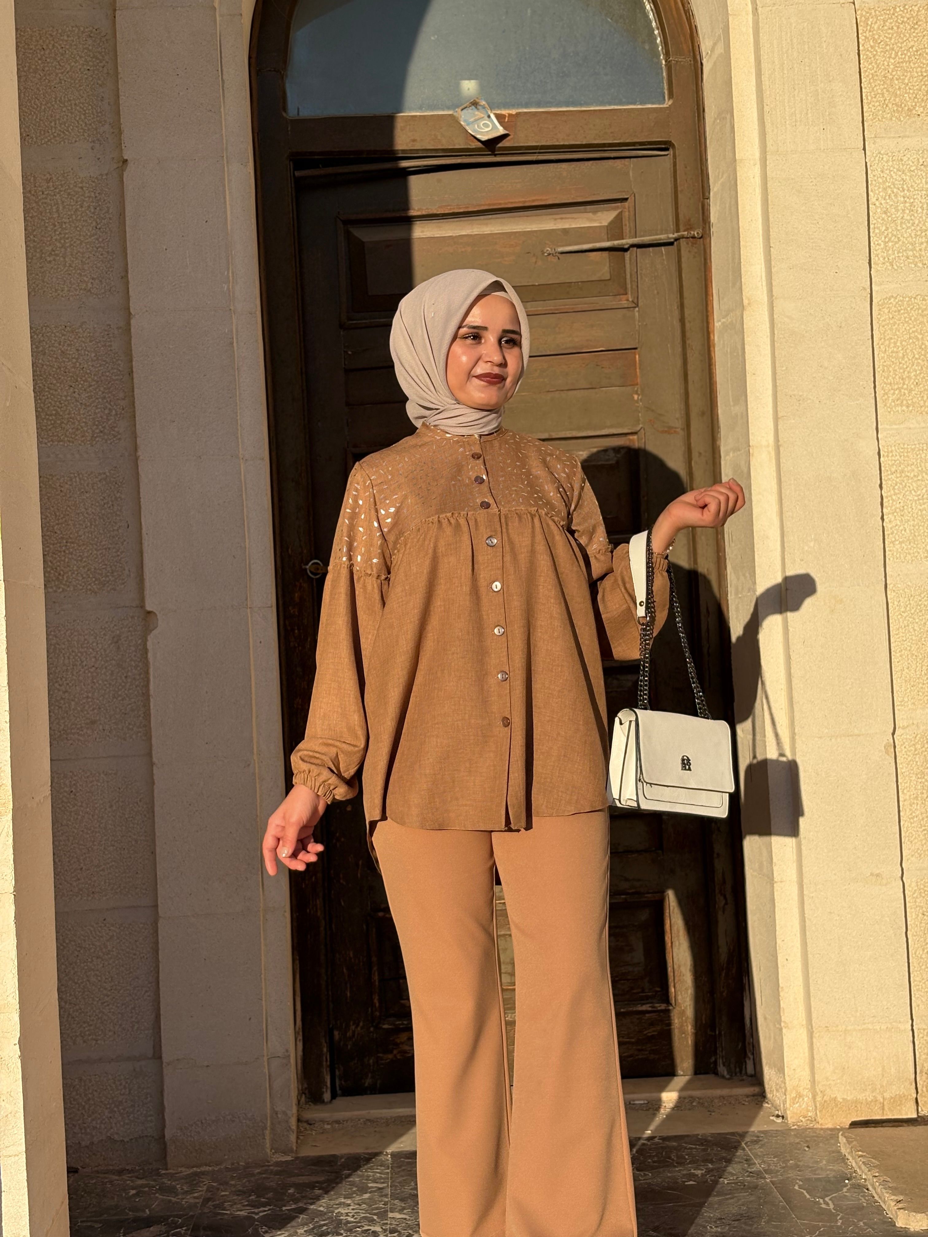 Düğmeli Taba Tunik Takım