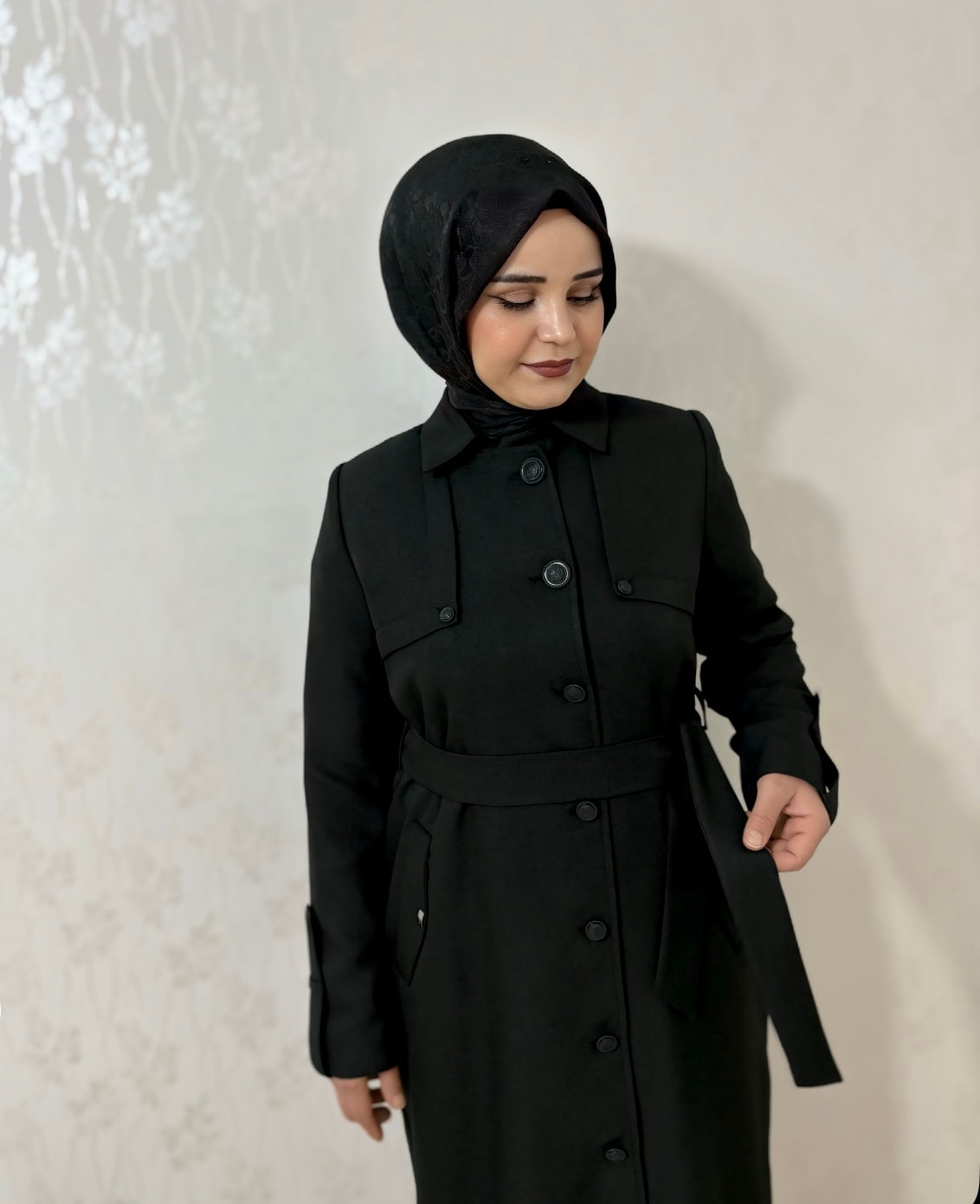Eliza Siyah Kaşe Kaban 