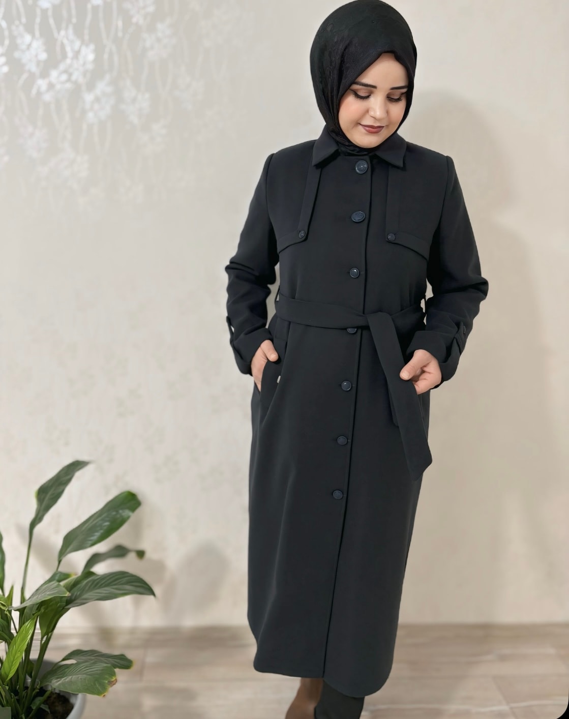 Eliza Lacivert Kaşe Kaban