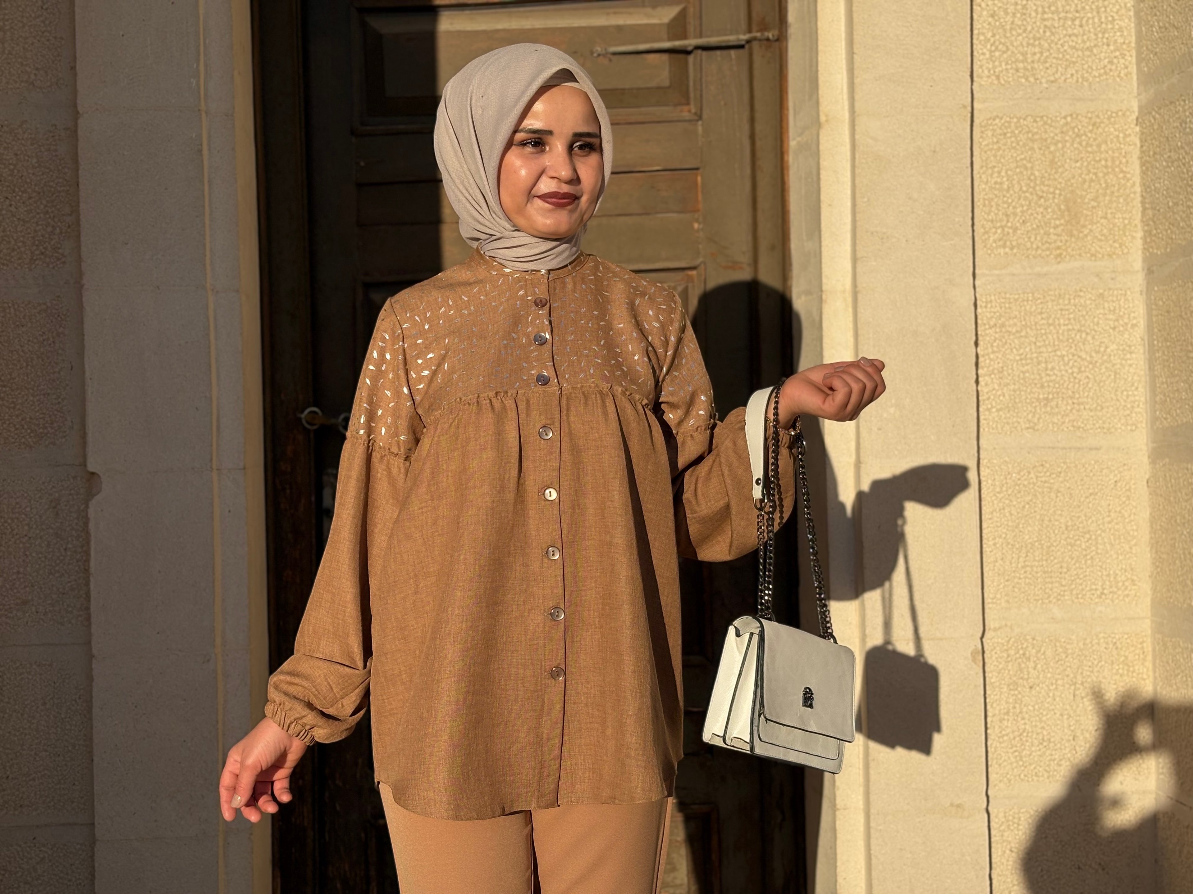 Düğmeli Taba Tunik Takım