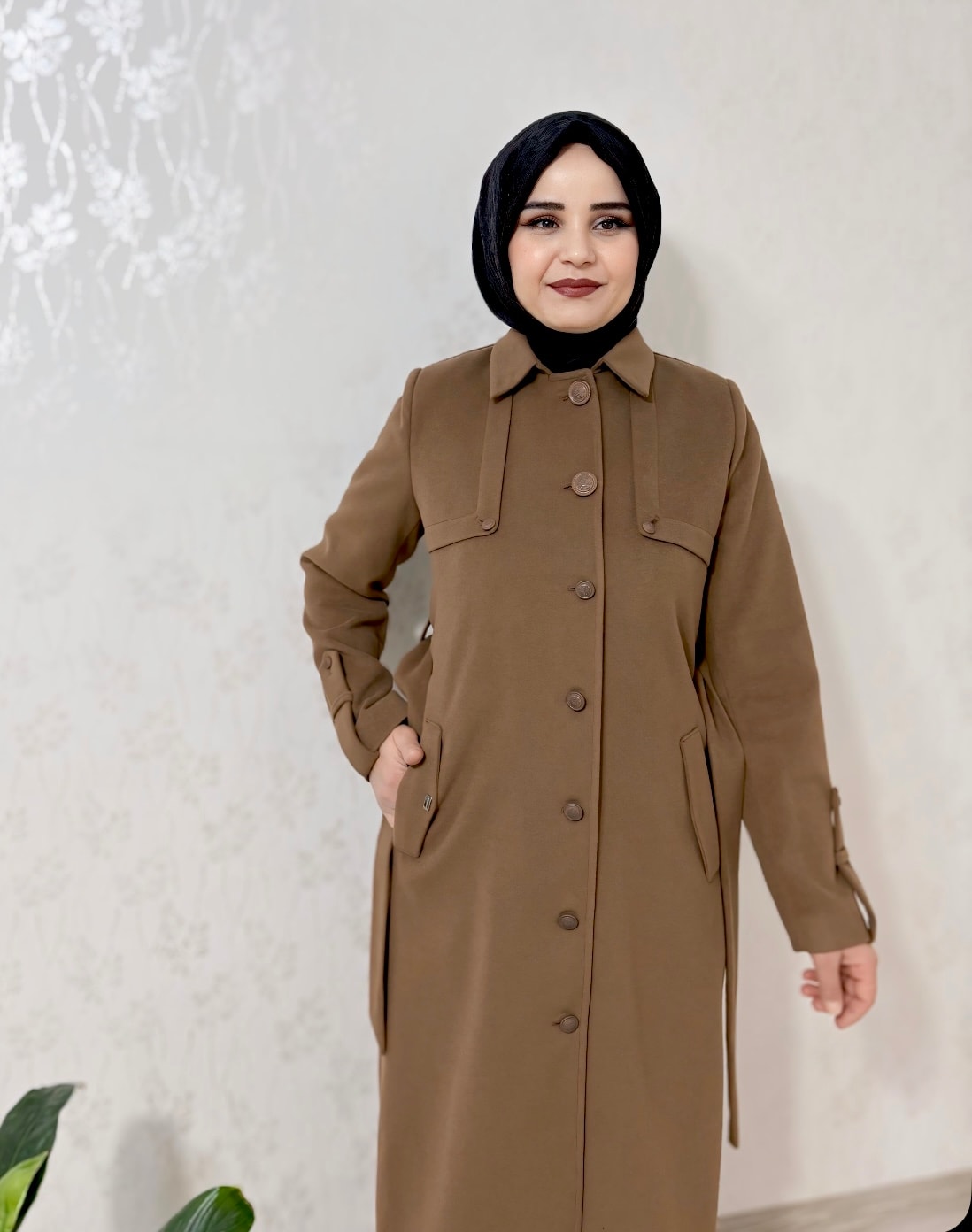 Eliza Kahverengi Kaşe Kaban 