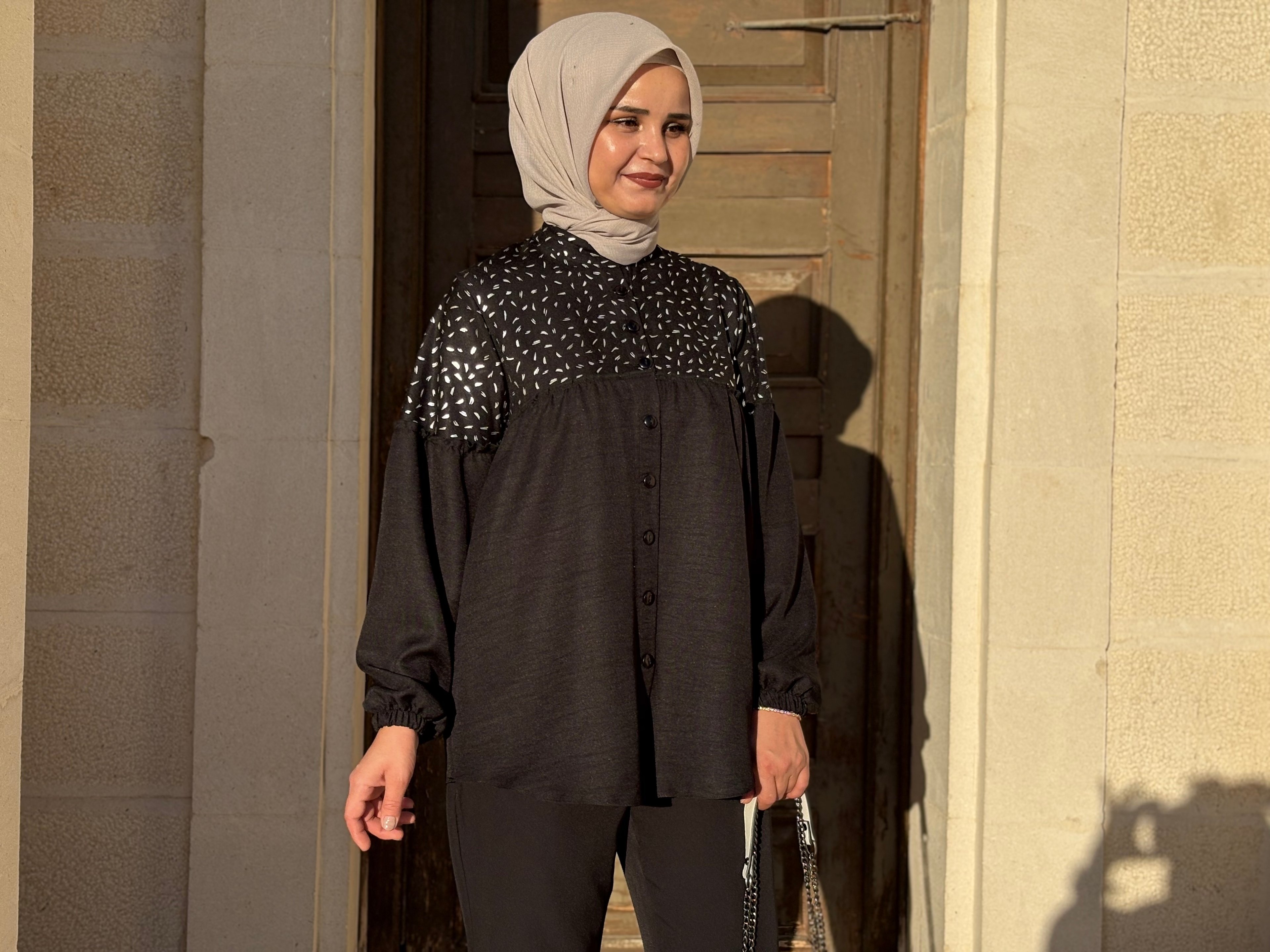 Düğmeli Siyah Tunik