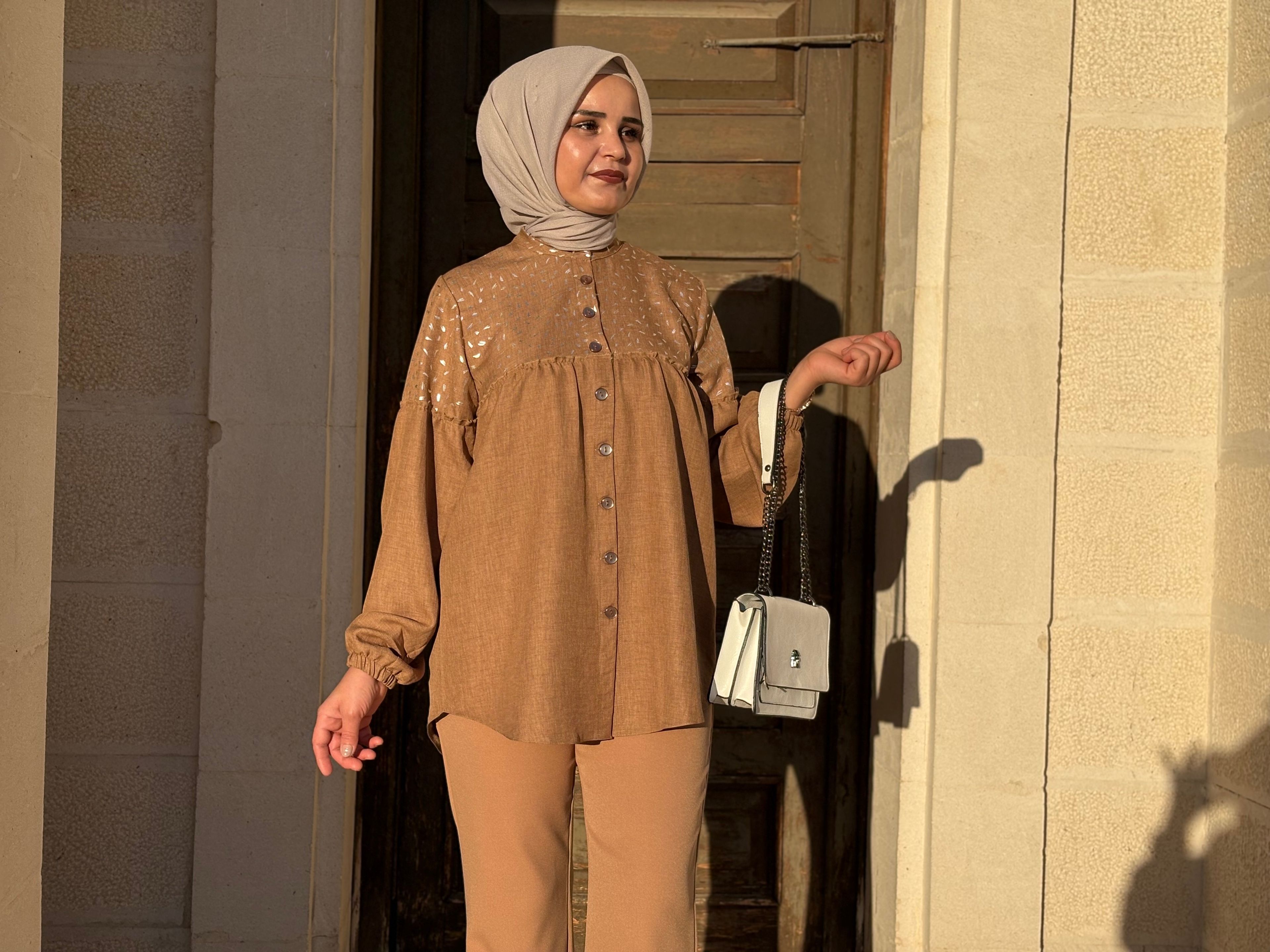 Düğmeli Taba Tunik 