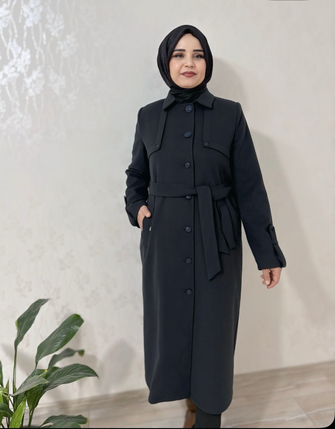 Eliza Lacivert Kaşe Kaban