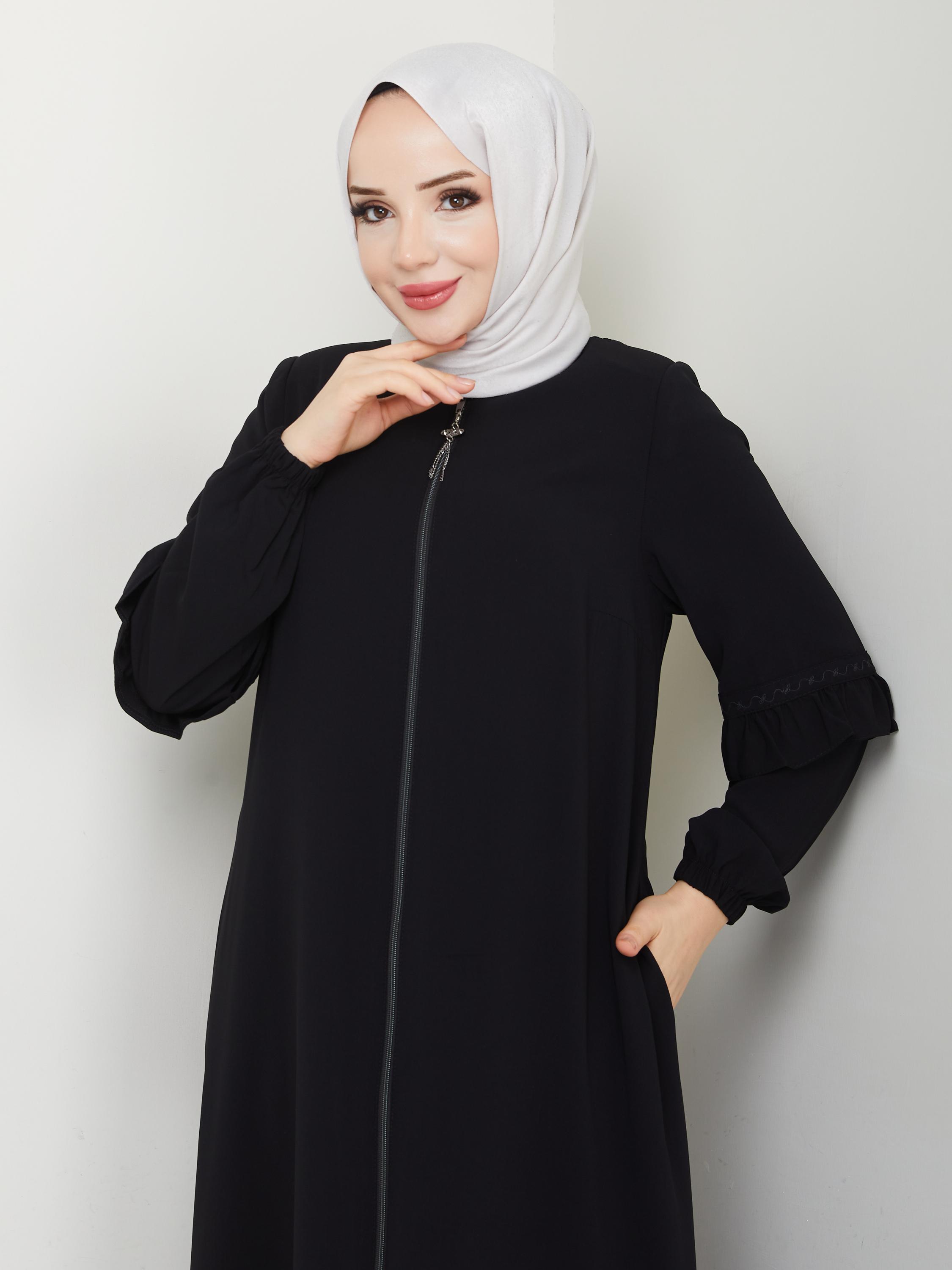Mevlana İpeği Güpürlü Siyah Ferace
