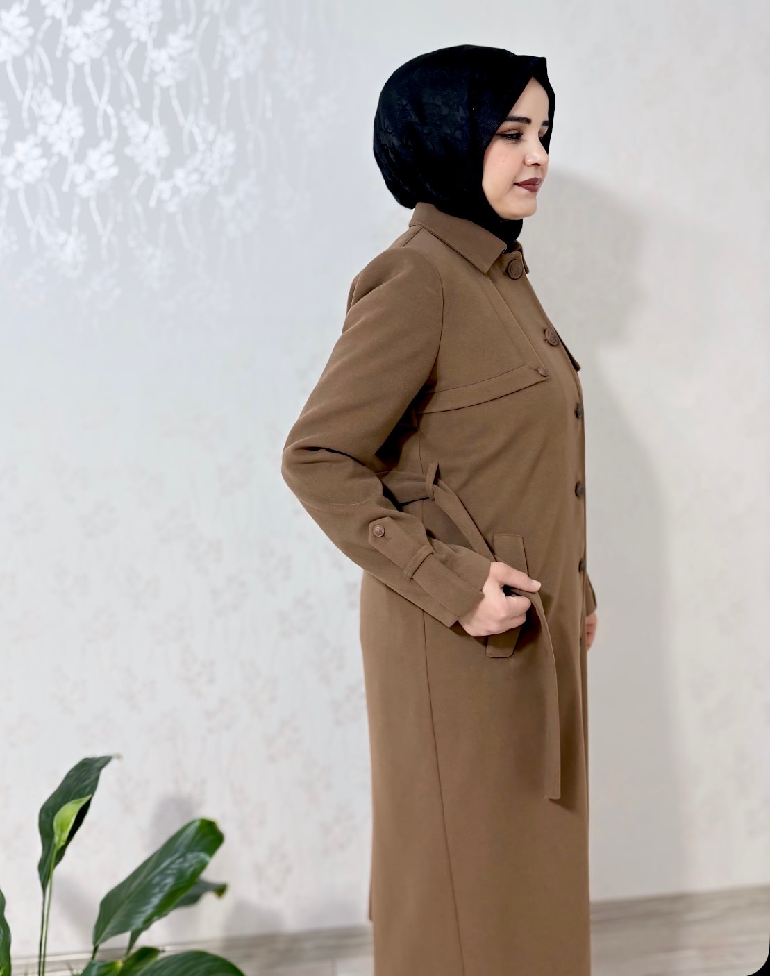 Eliza Kahverengi Kaşe Kaban 