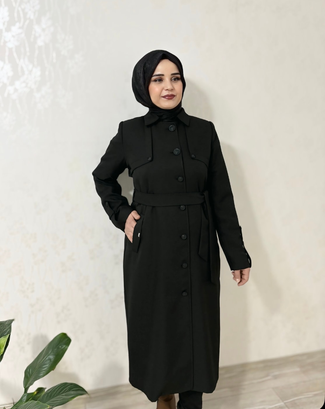 Eliza Siyah Kaşe Kaban 