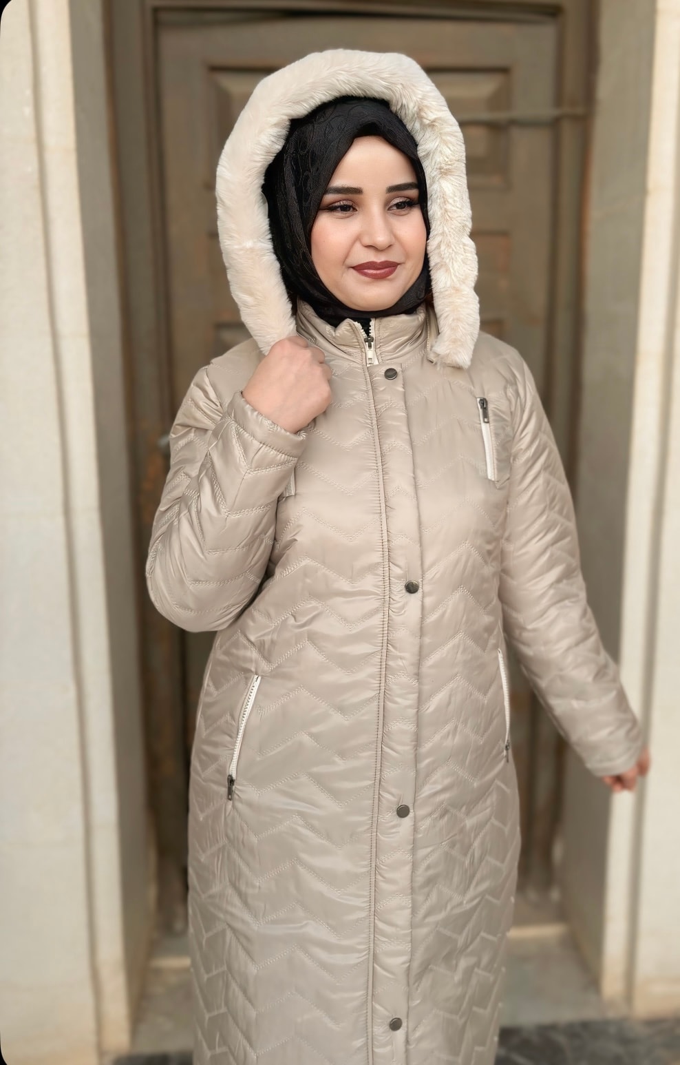  Sente Krem Şişme Mont