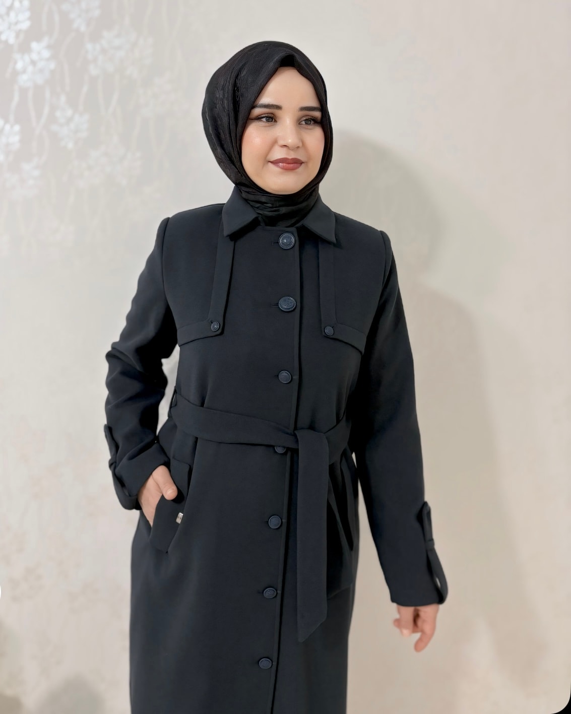 Eliza Lacivert Kaşe Kaban