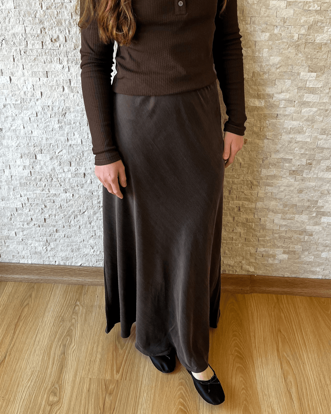 Kahverengi Cupro Etek