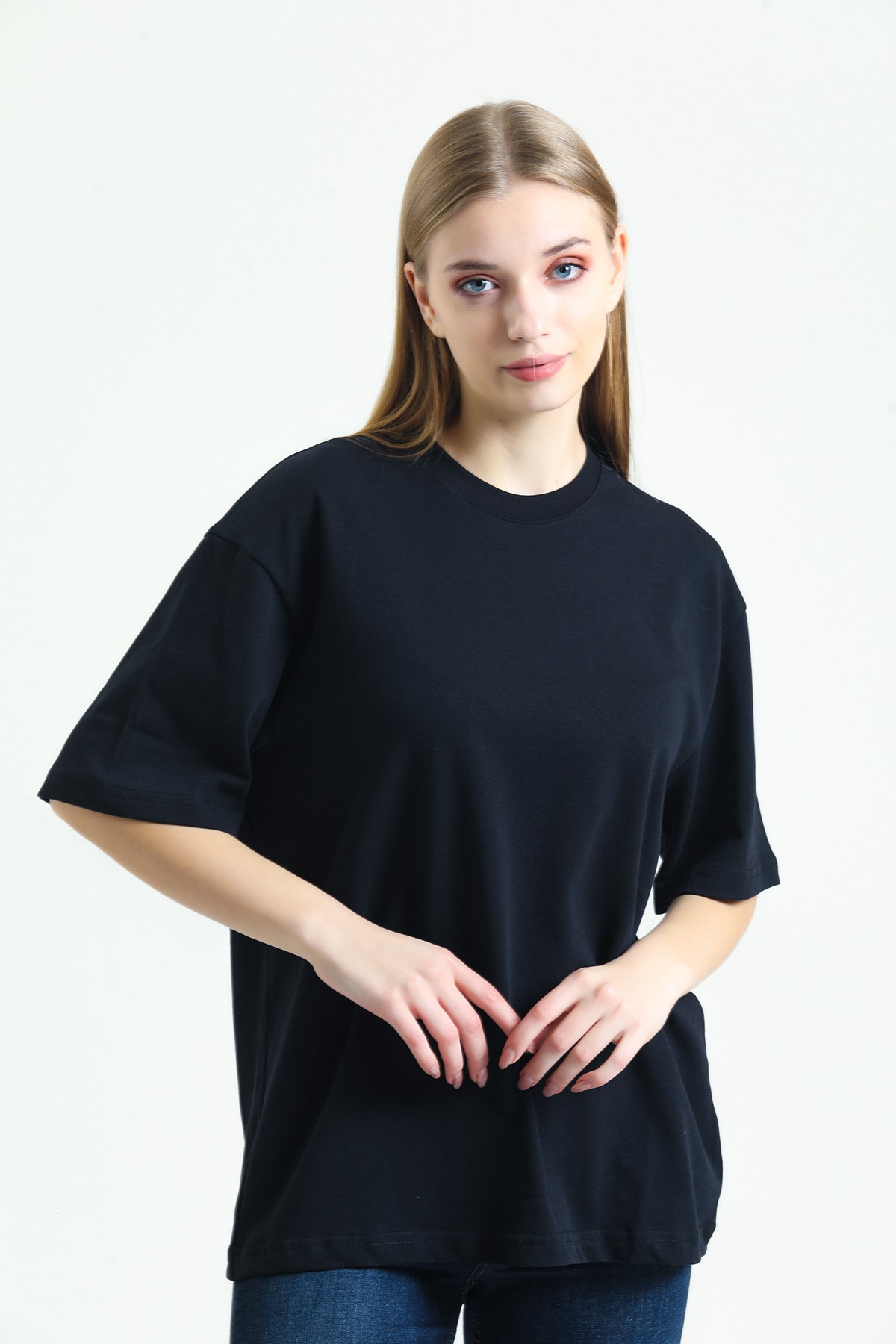 Kadın Basic T-shirt Black 100 % Pamuk 