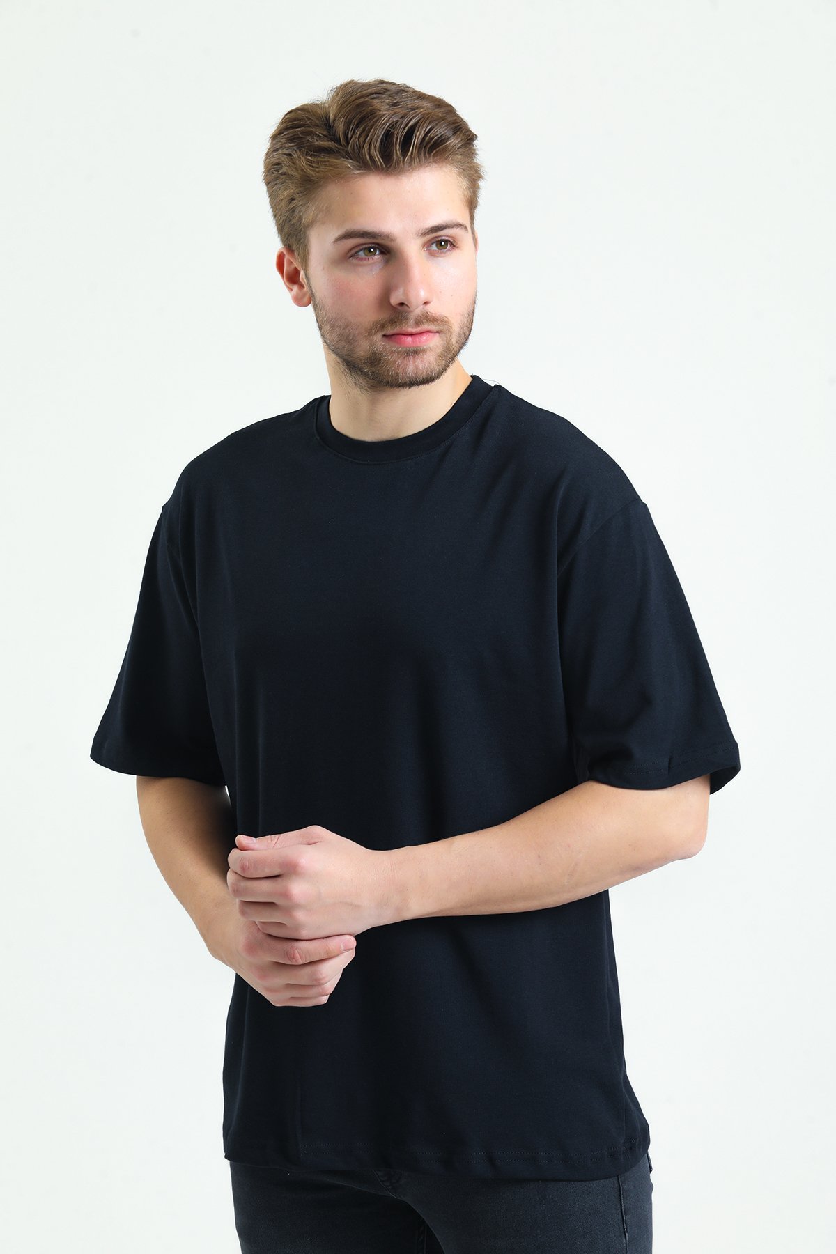 Erkek Basic T-Shirt Black 100 % Pamuk