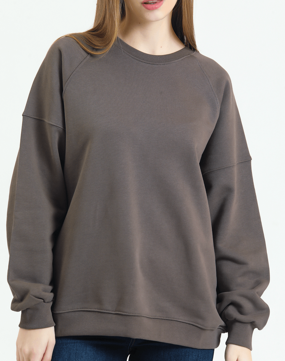 Kadın Basic Oversized Sweatshirt Brown 100 % Better Cotton