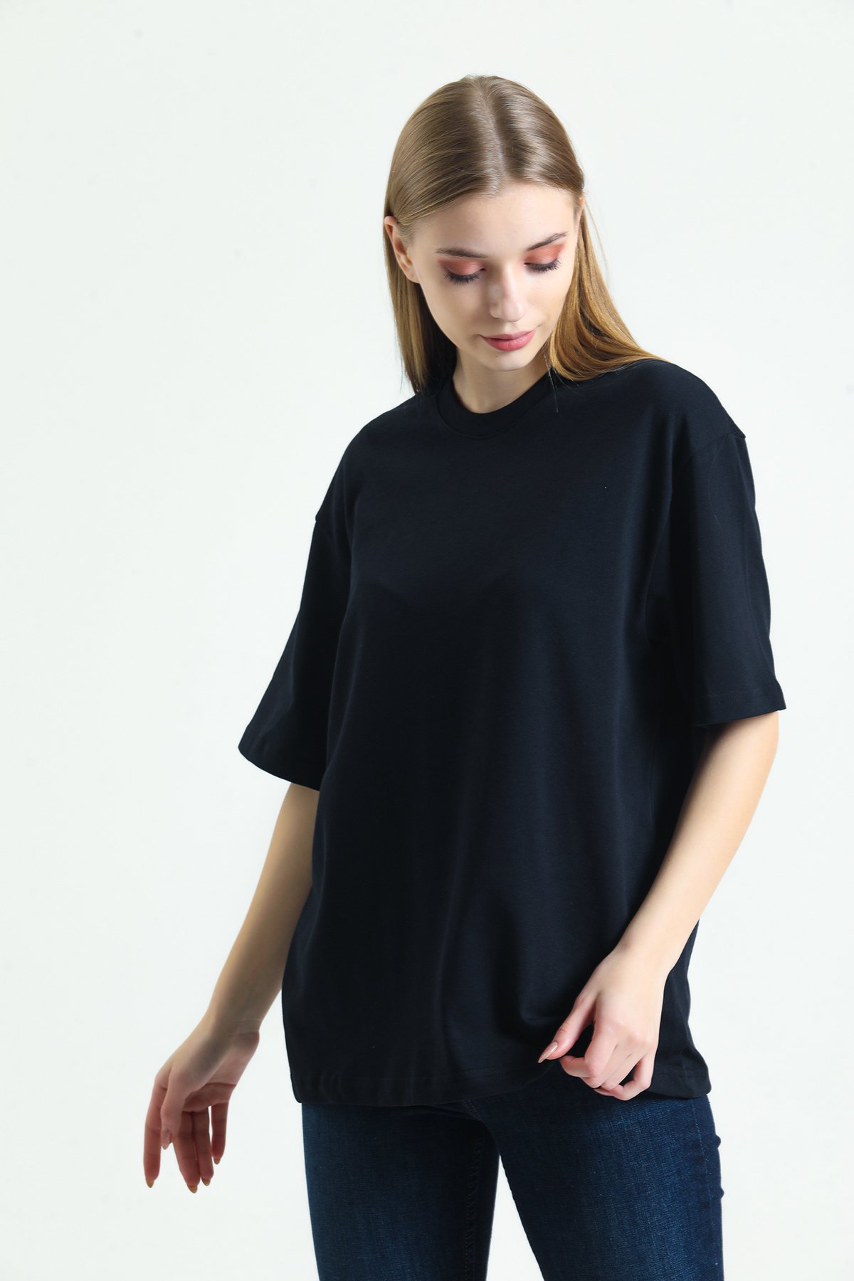 Kadın Basic T-shirt Black 100 % Pamuk 