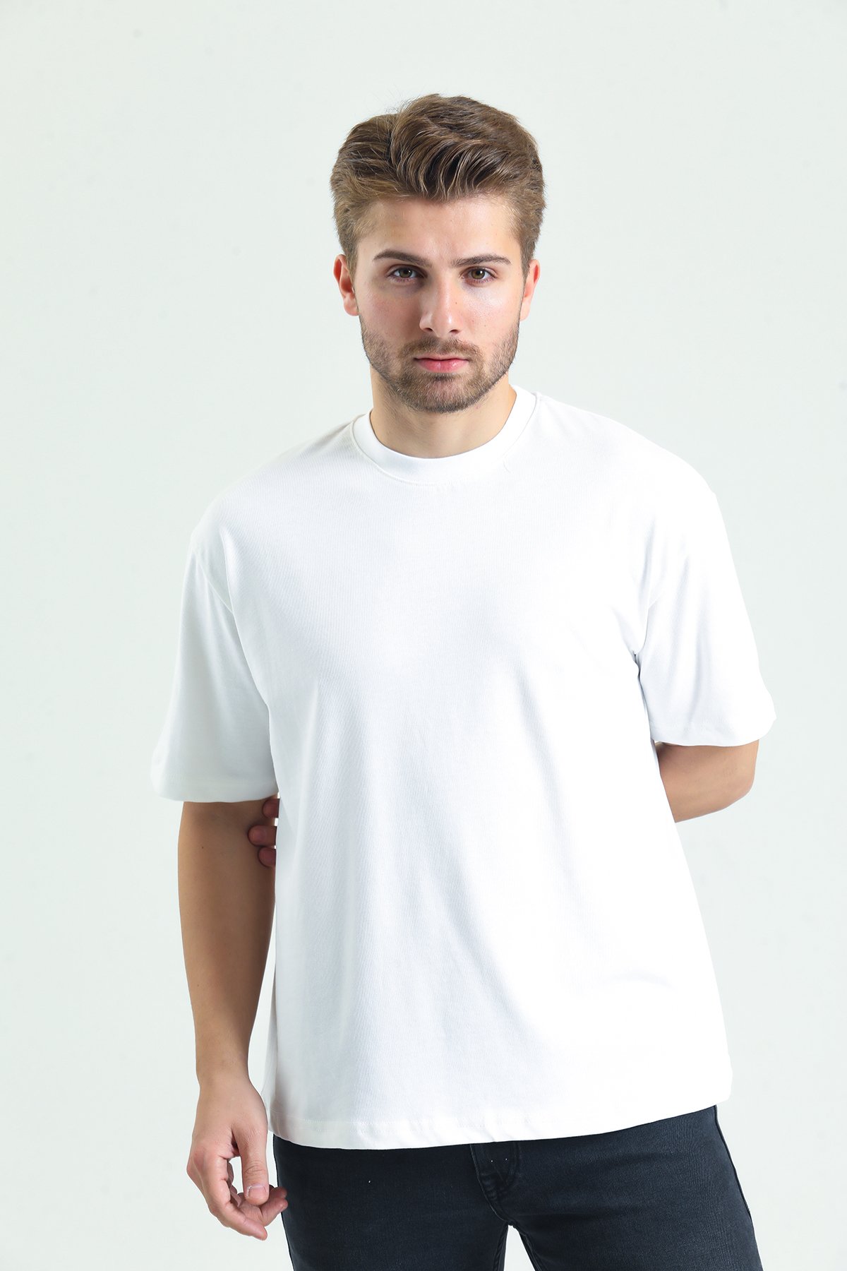 Erkek Basic T-Shirt White 100 % Pamuk