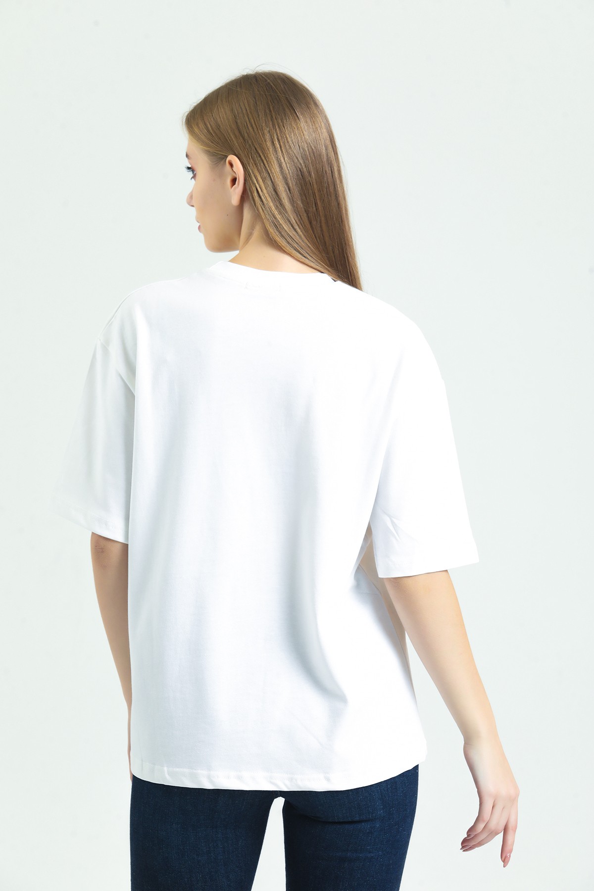 Kadın Basic T-shirt White 100 % Pamuk