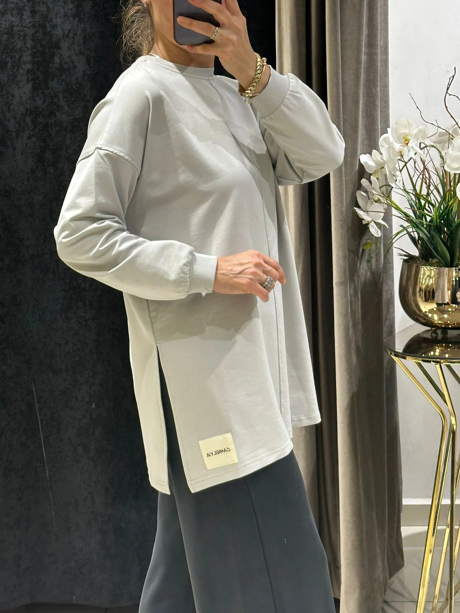 BEYZİK İKİ İPLİK PENYE TUNİK  - GRİ